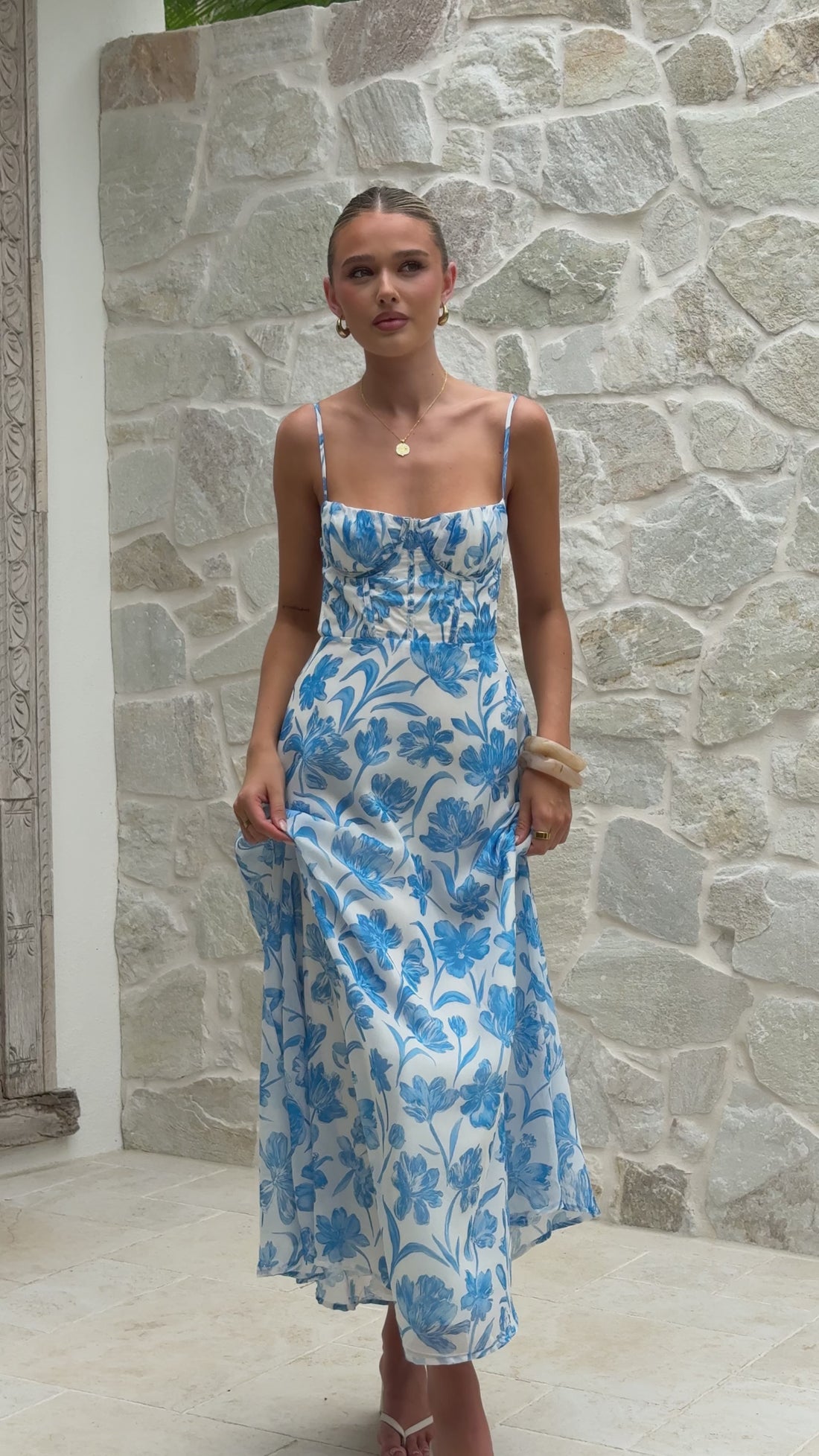 Rahima Maxi Dress - Blue Flower - Billy J