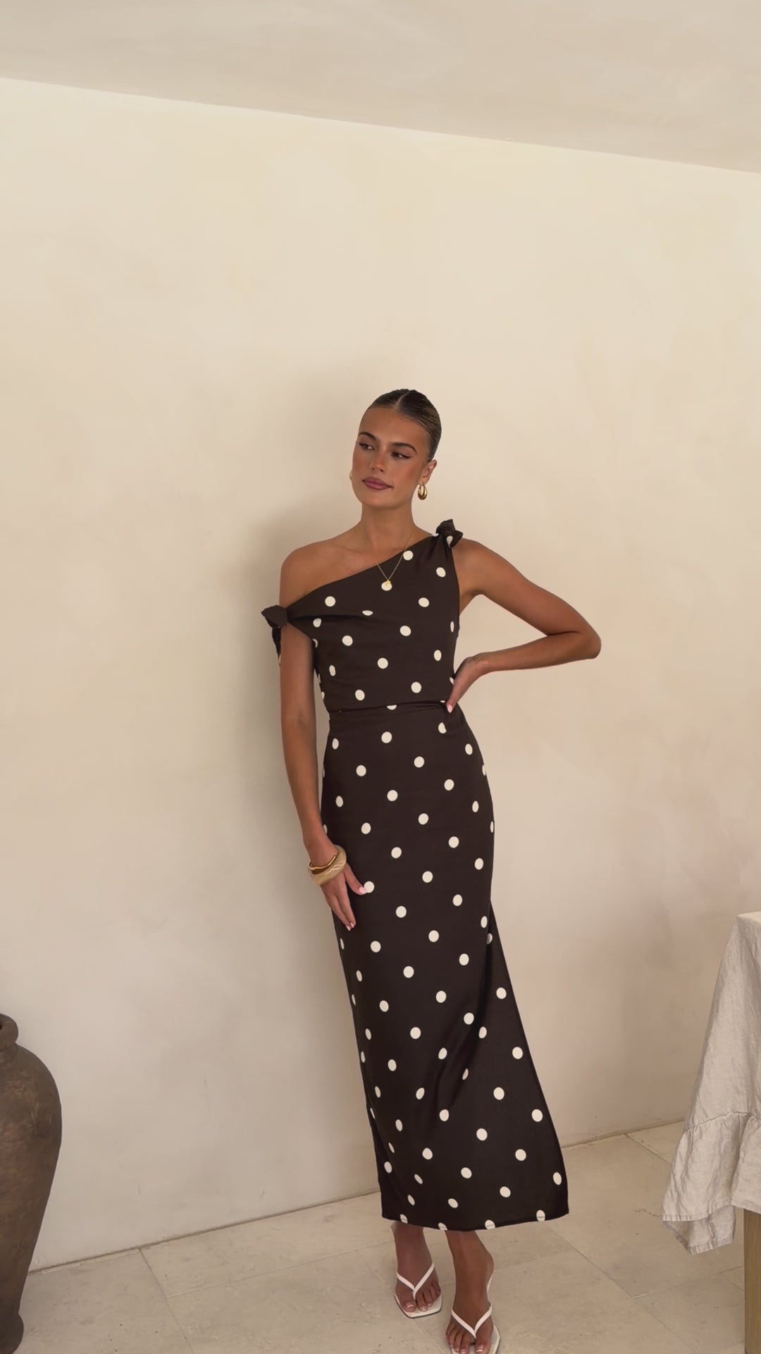 Simone Maxi Dress - Brown Polka Dot - Billy J