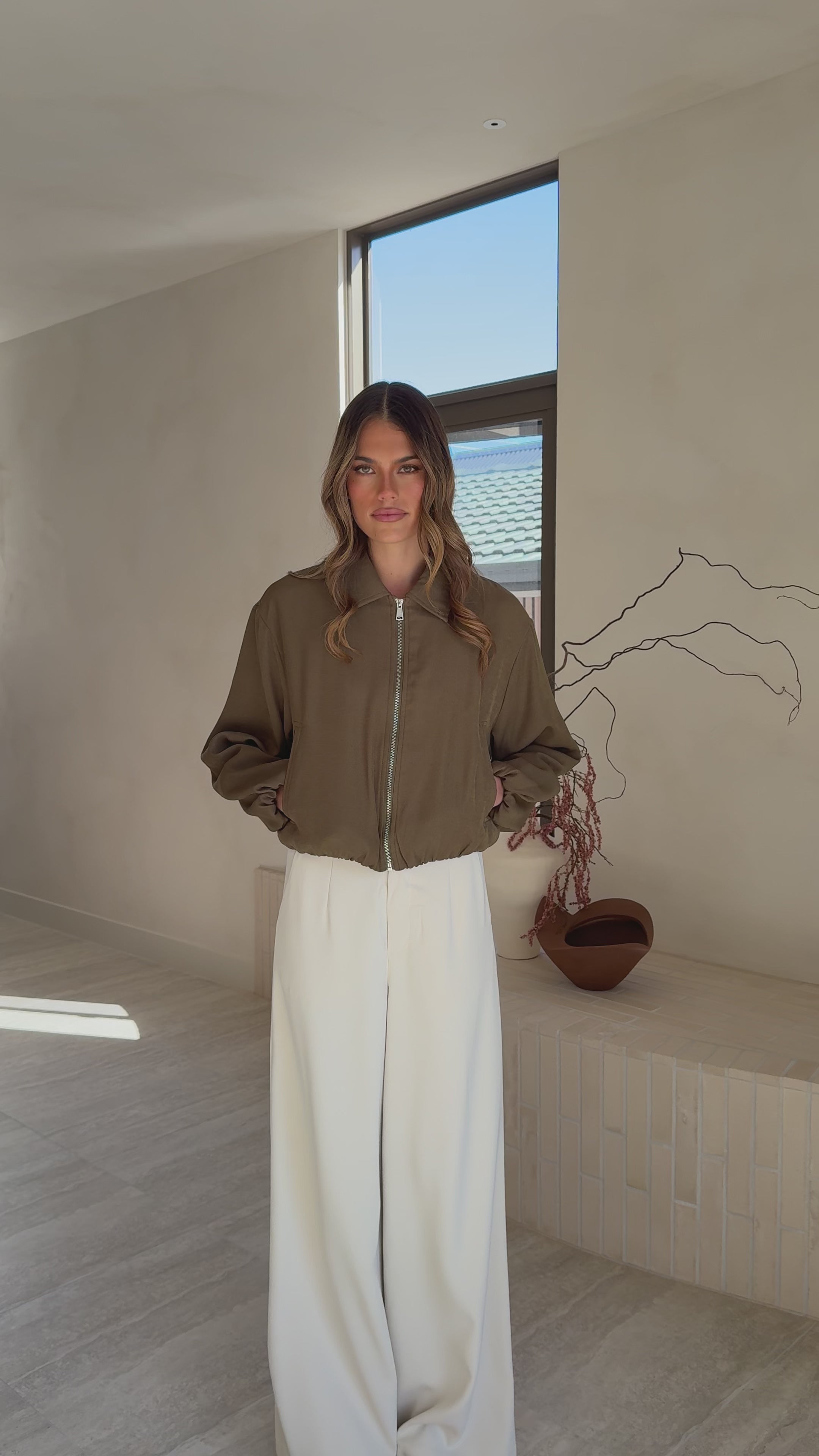 Load video: Brax Bomber Jacket - Khaki - Billy J
