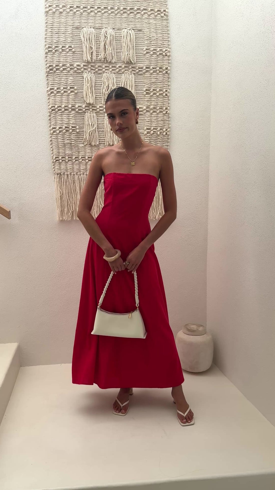 Astrid Strapless Maxi Dress - Red - Billy J