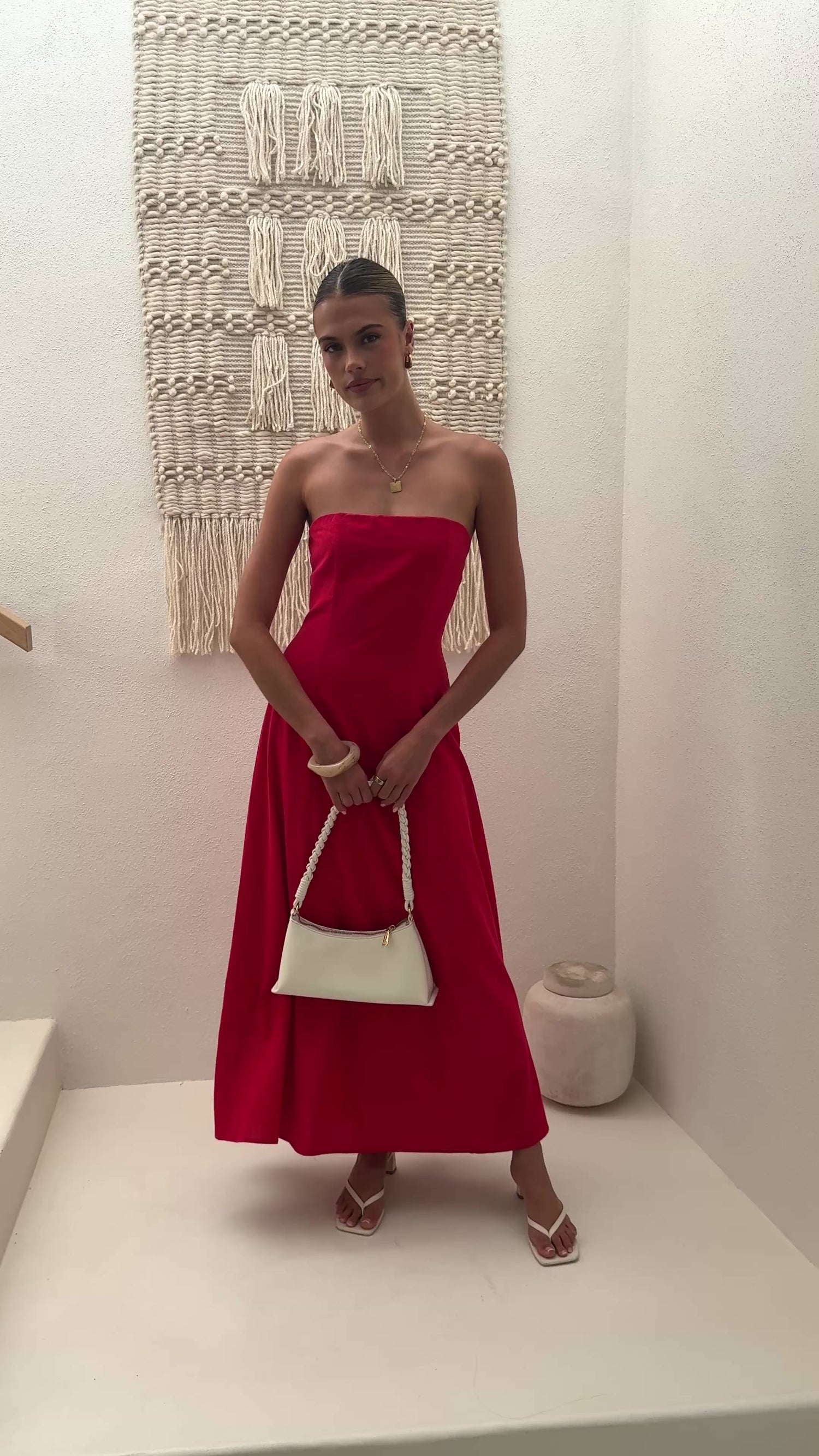 Astrid Strapless Maxi Dress - Red - Billy J