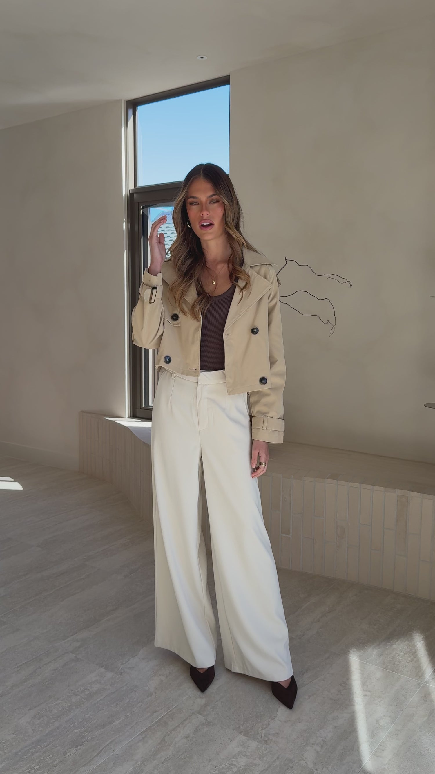 Deena Cropped Coat - Beige - Billy J