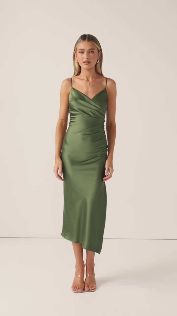 Load video: Monte Midi Dress - Olive - Billy J