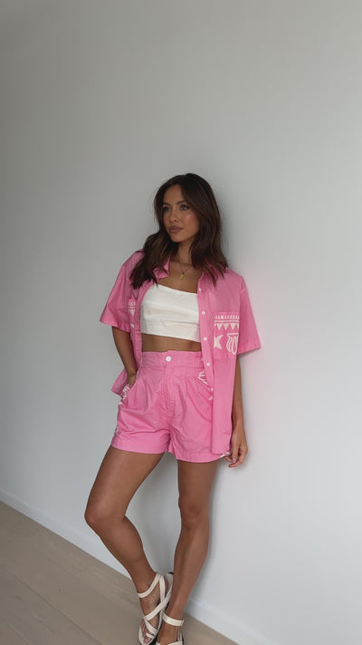 Load and play video in Gallery viewer, Edeline Crop Top - Pink Shell Collection
