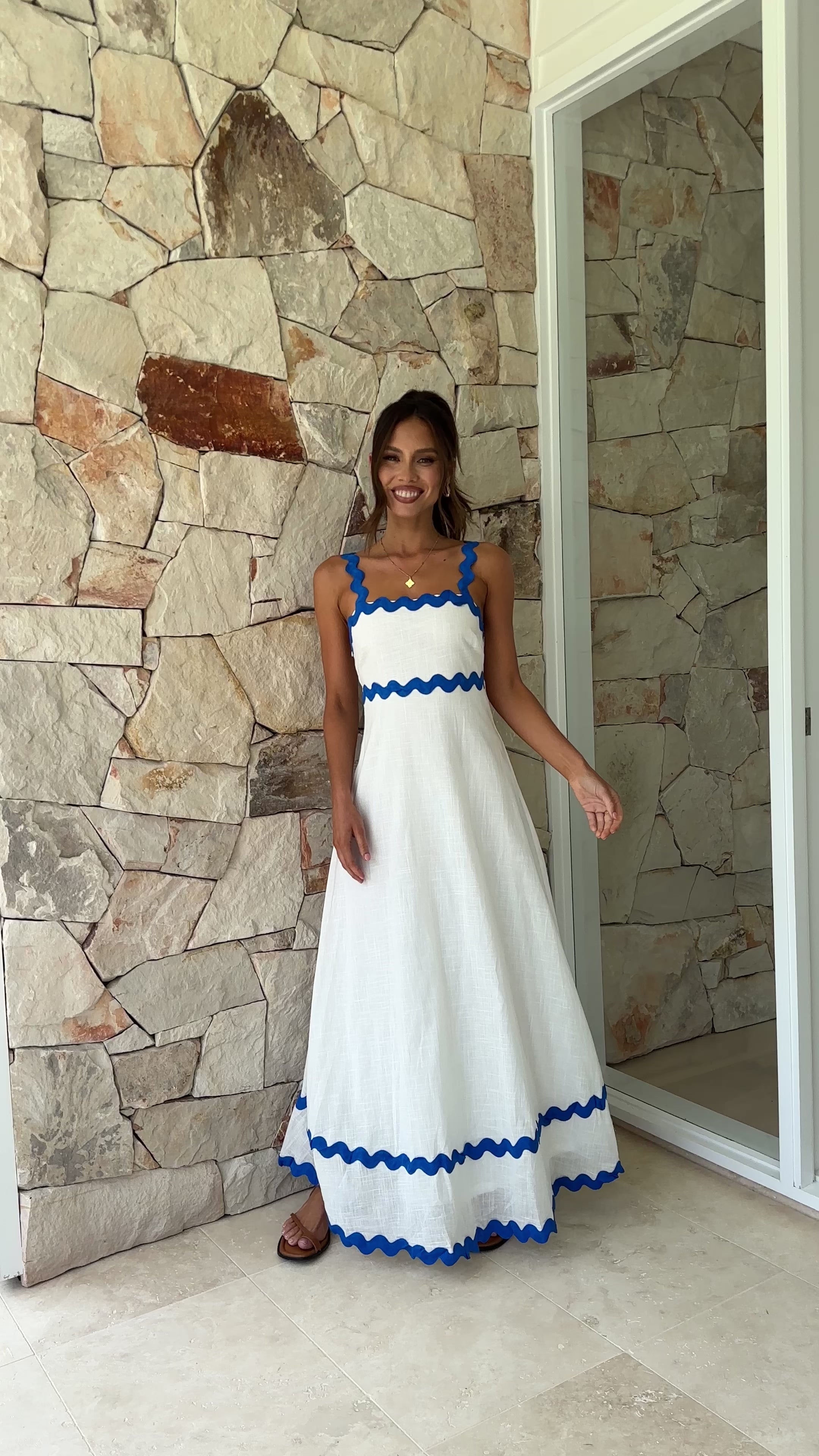 Daleyza Maxi Dress - White / Blue