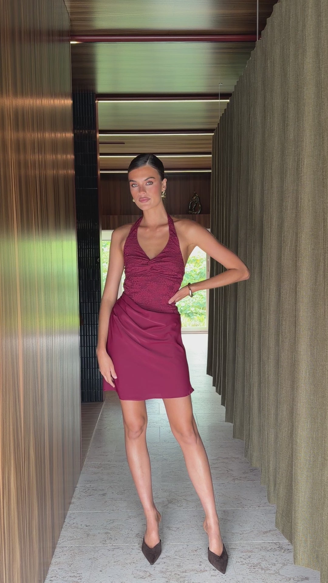 Load video: Samira Mini Dress - Wine - Billy J