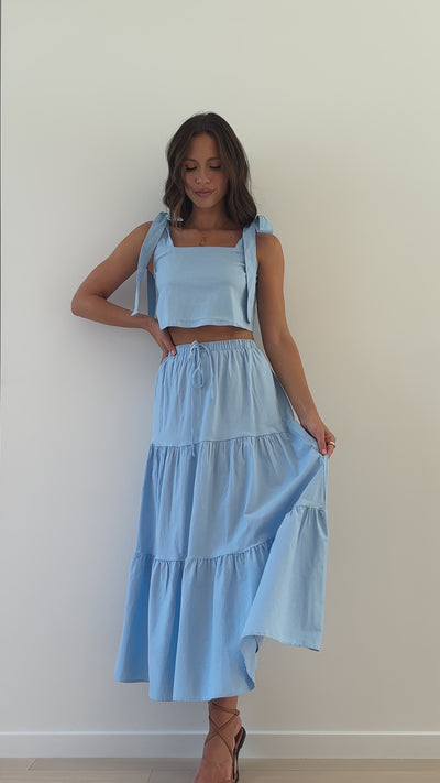 Load and play video in Gallery viewer, Valmai Crop Top - Sky Blue
