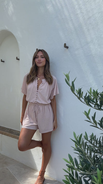 Load and play video in Gallery viewer, Santorini Playsuit - Blush
