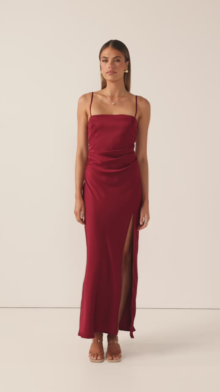 Load video: Ilana Maxi Dress - Wine - Billy J