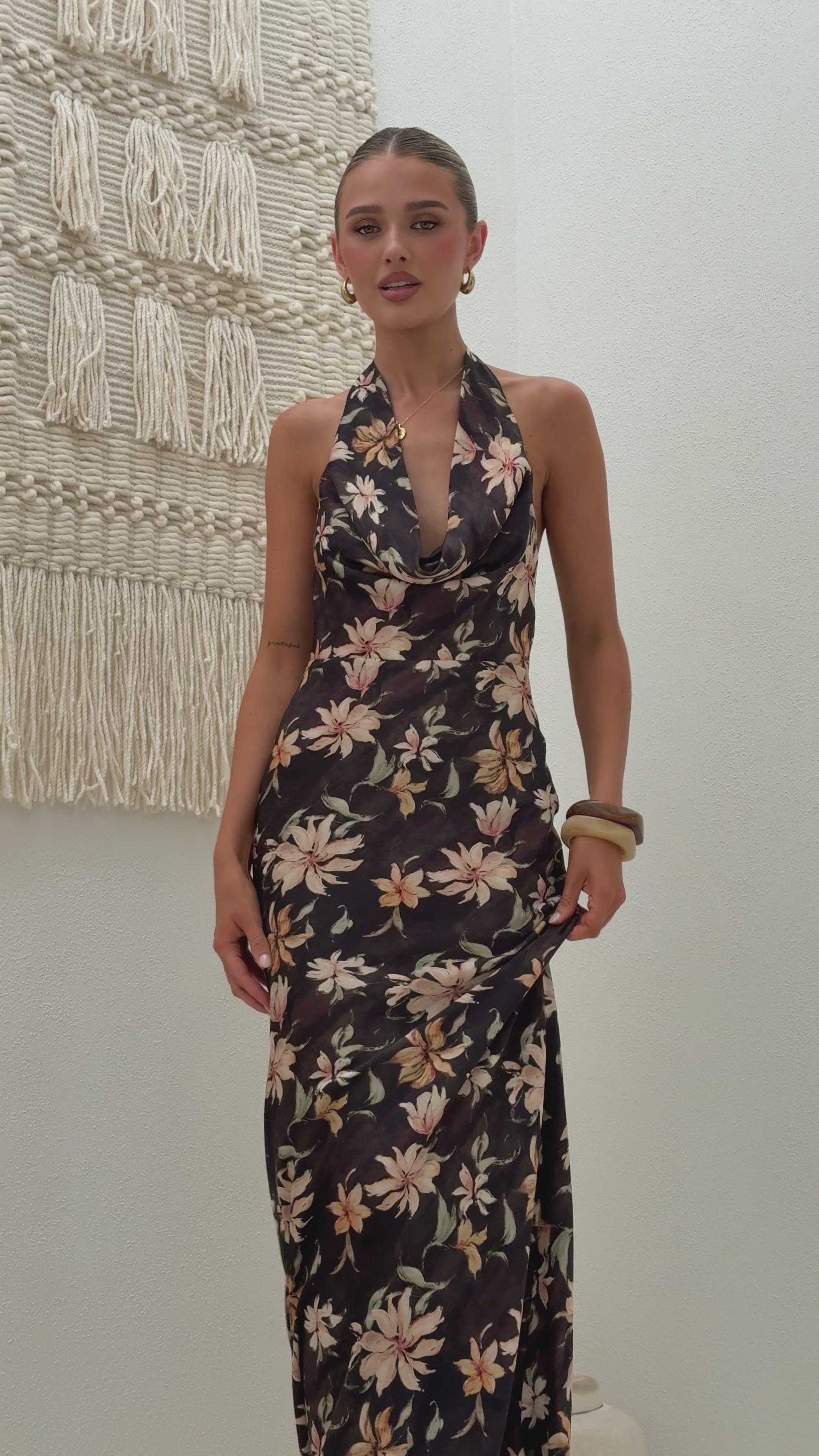 Load video: Dascha Maxi Dress - Black Floral - Billy J