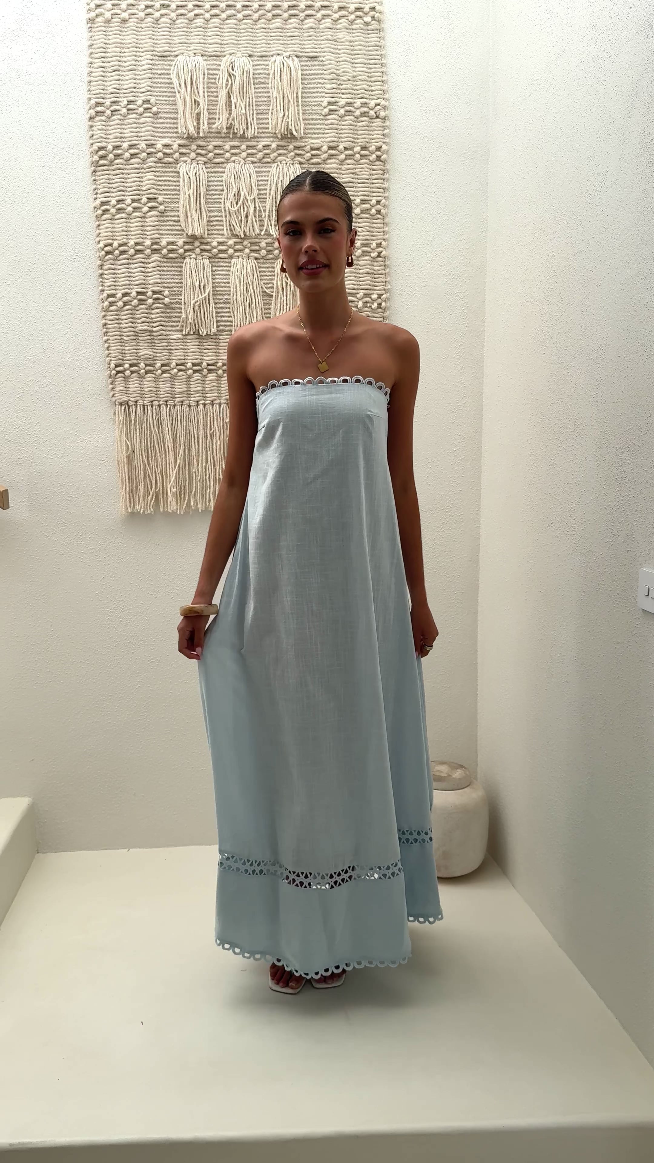 Load video: Sandra Maxi Dress - Sky Blue - Billy J