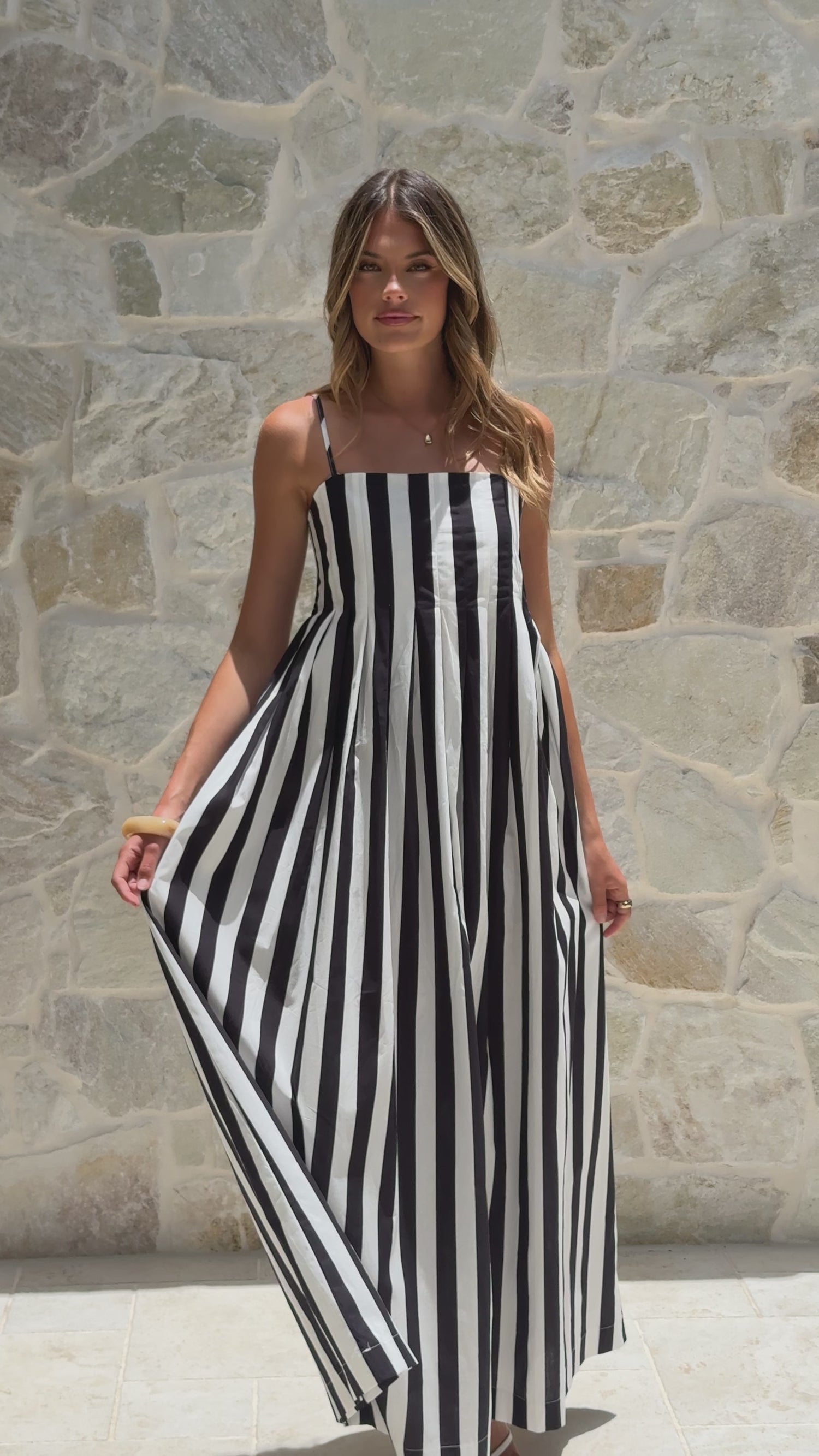 Pippa Maxi Dress - Black Stripe - Billy J