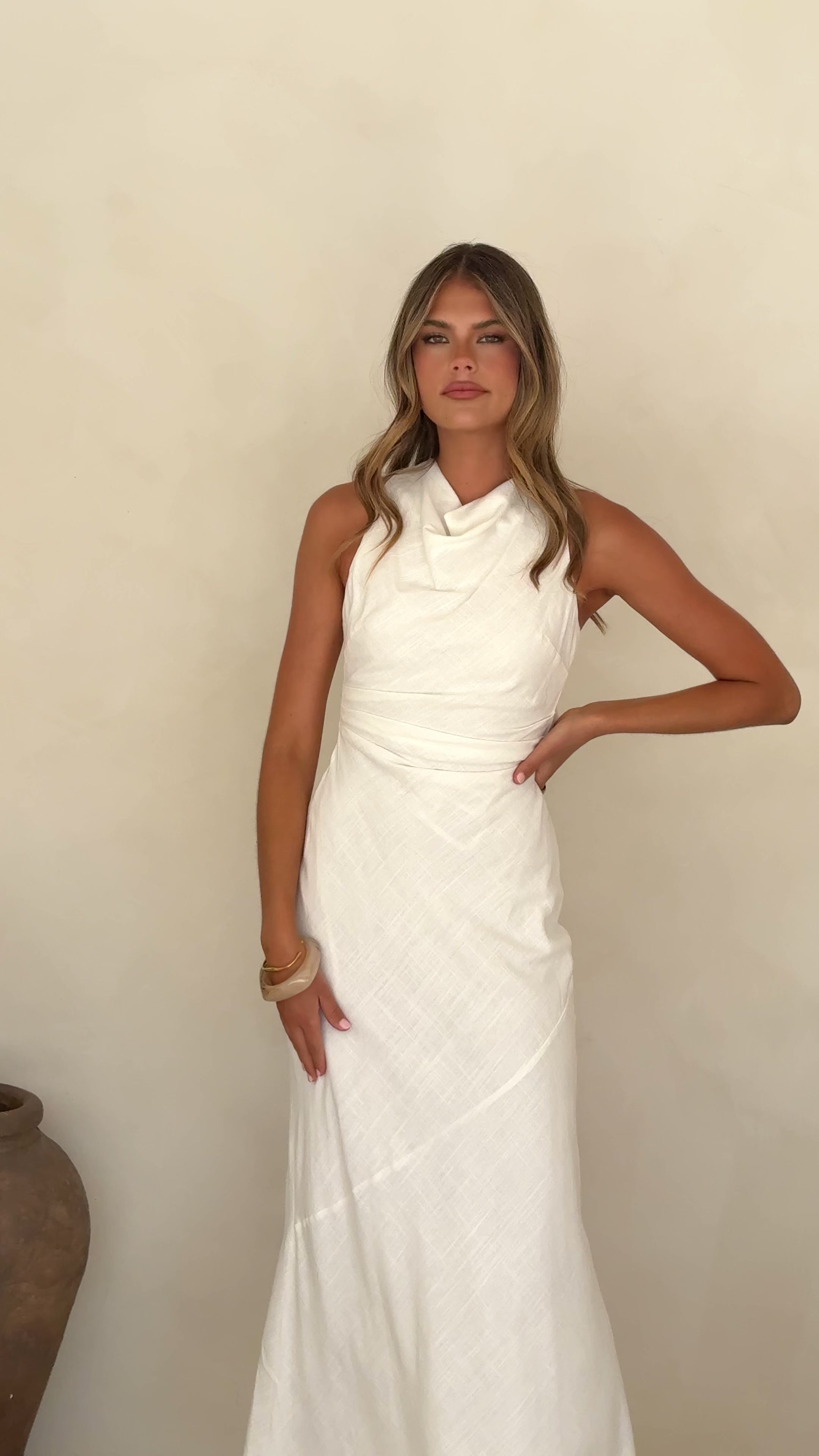 Load video: Velaris Maxi Dress - White - Billy J