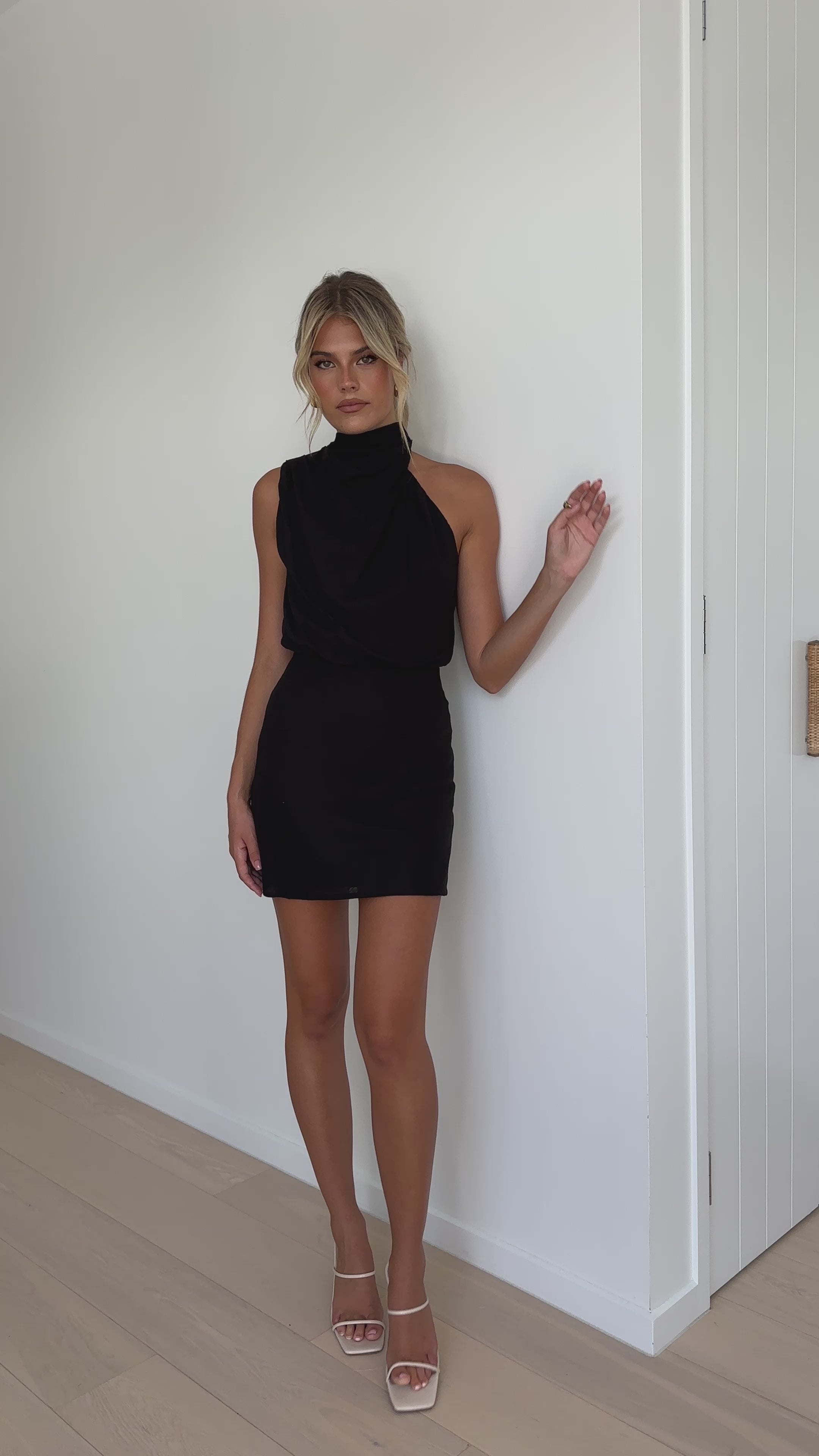 Esther Mini Dress - Black Cotton/Linen