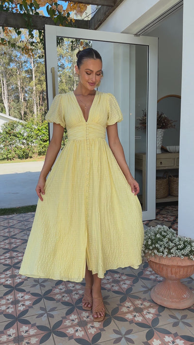 Load and play video in Gallery viewer, Faiz Maxi Dress - Yellow
