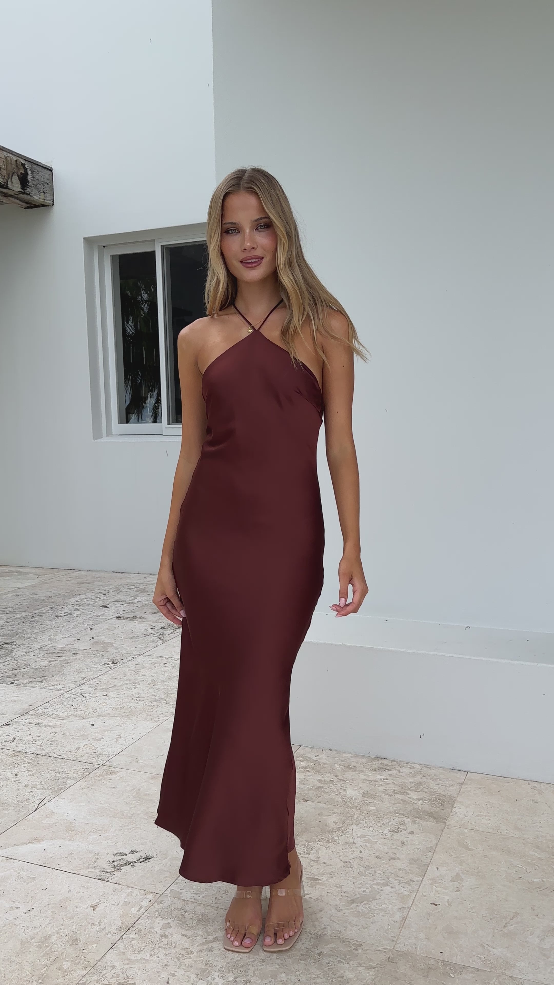 Load video: Chiara Maxi Dress - Brown - Billy J