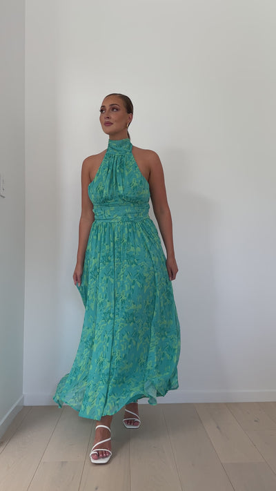 Load and play video in Gallery viewer, Zahava Maxi Dress - Green Floral
