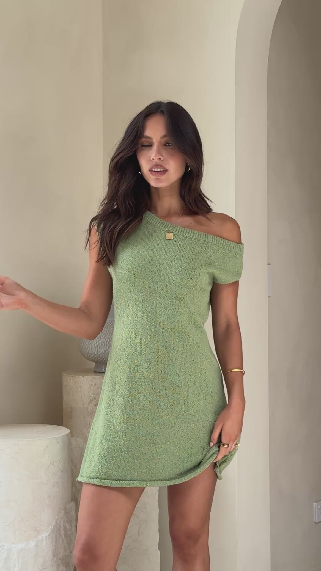 Robin Off Shoulder Mini Dress - Olive - Billy J