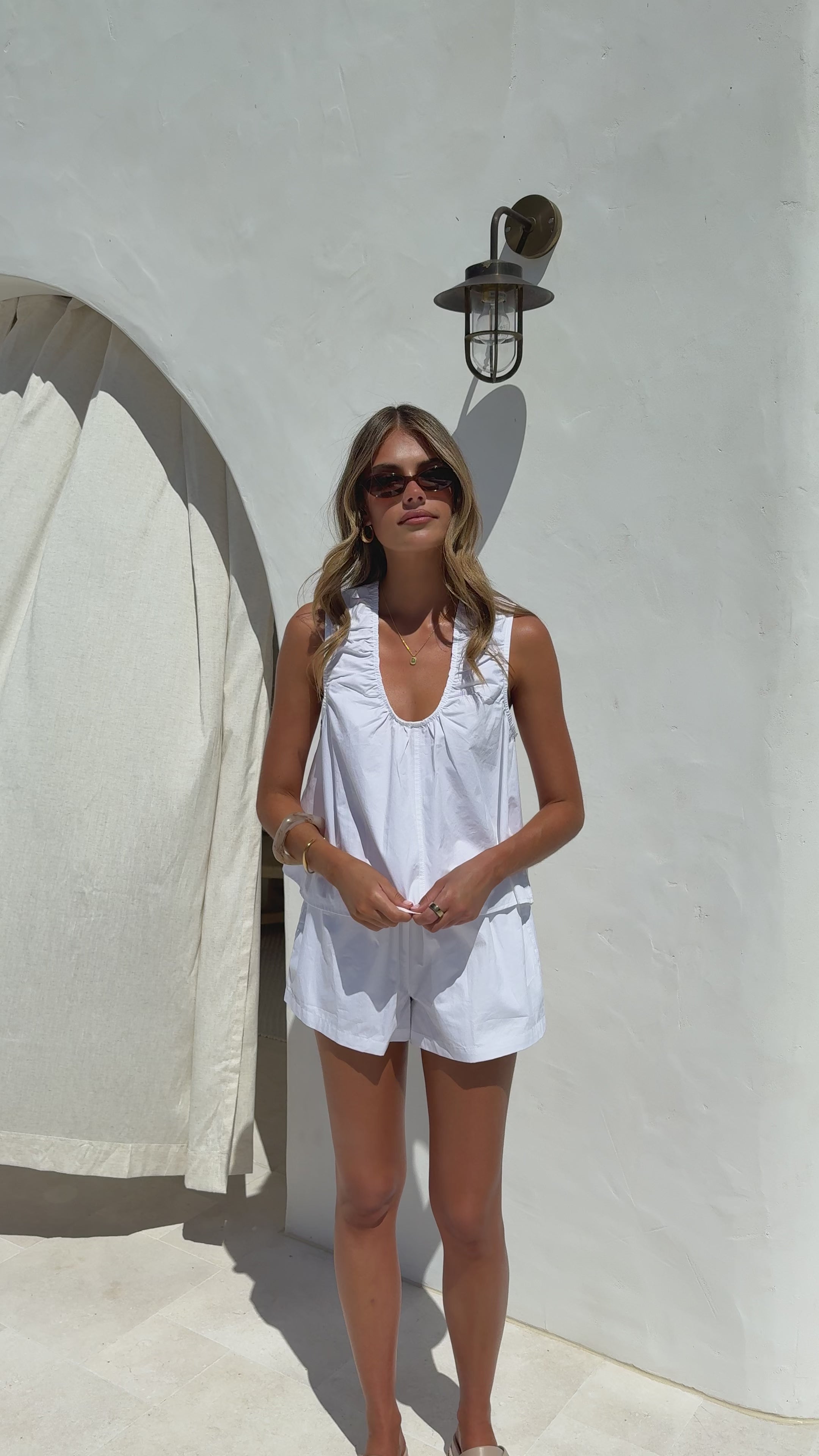 Load video: Vika Shorts - White - Billy J