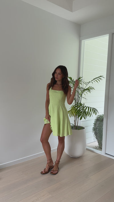 Load and play video in Gallery viewer, Carlita Mini Dress - Lime/Citrus
