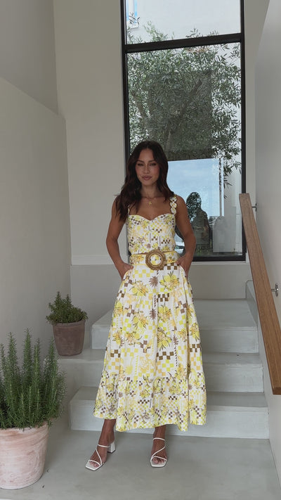 Load and play video in Gallery viewer, Dania Maxi Skirt - Yellow Portofino
