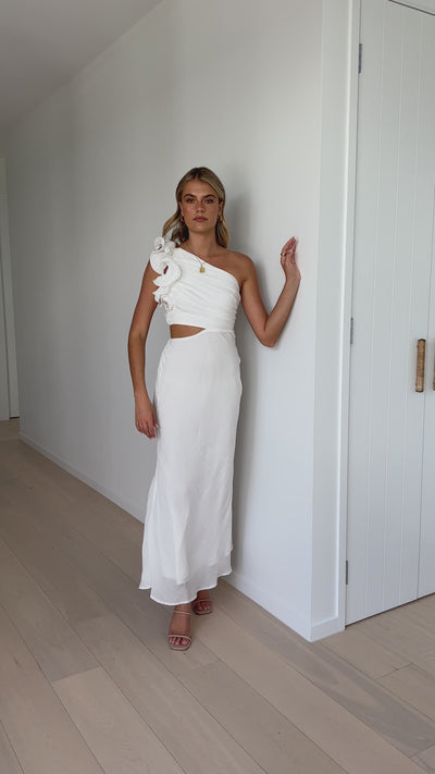 Load and play video in Gallery viewer, Amina Maxi Dress - White
