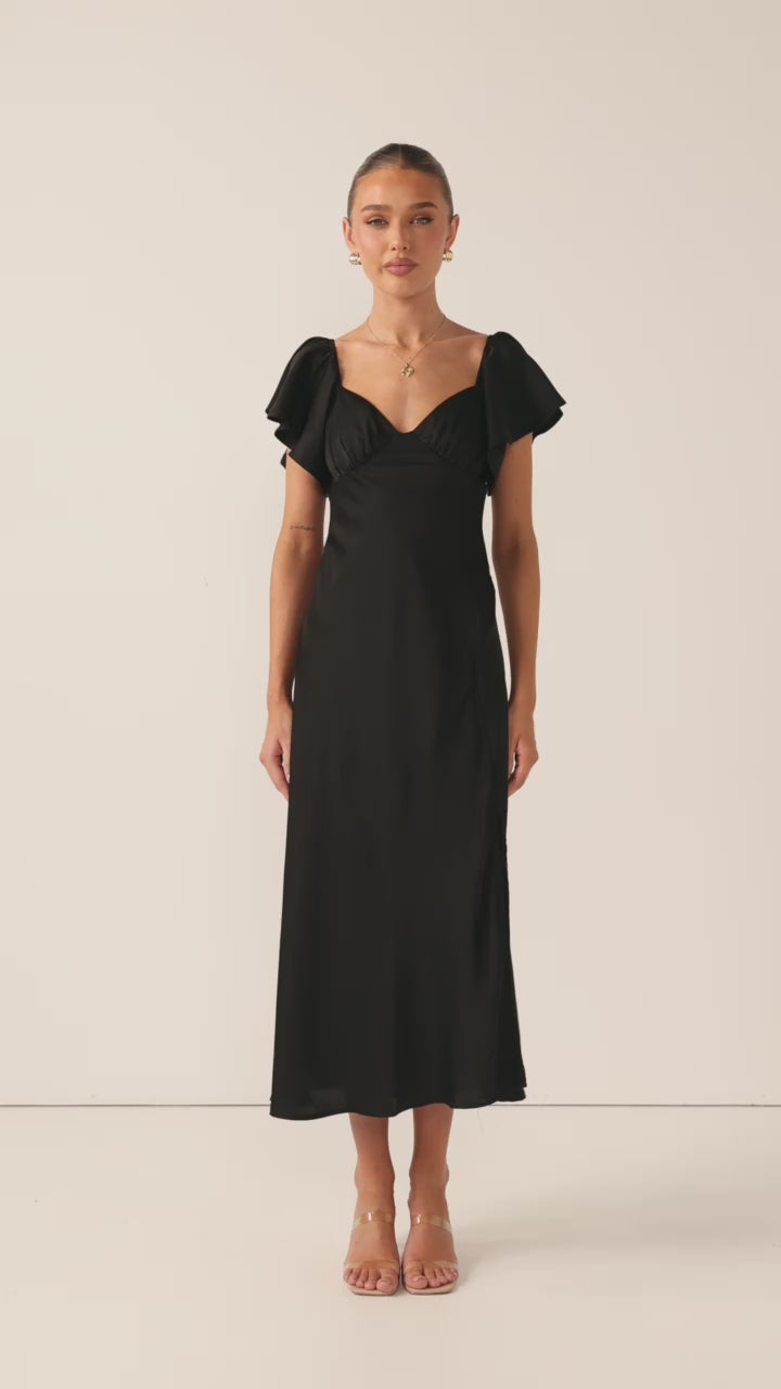 Louisa Midi Dress - Black - Billy J