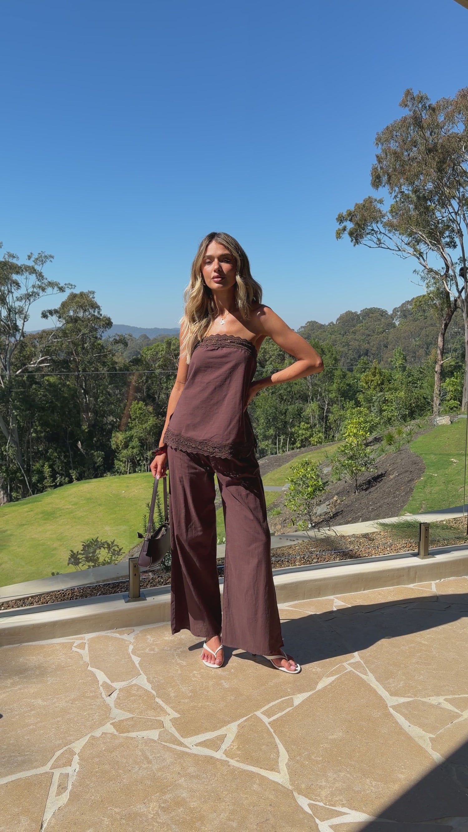 Luna Top and Pants Set - Chocolate - Billy J
