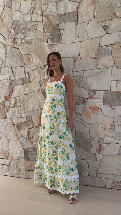 Load and play video in Gallery viewer, Daleyza Maxi Dress - Lemon Print
