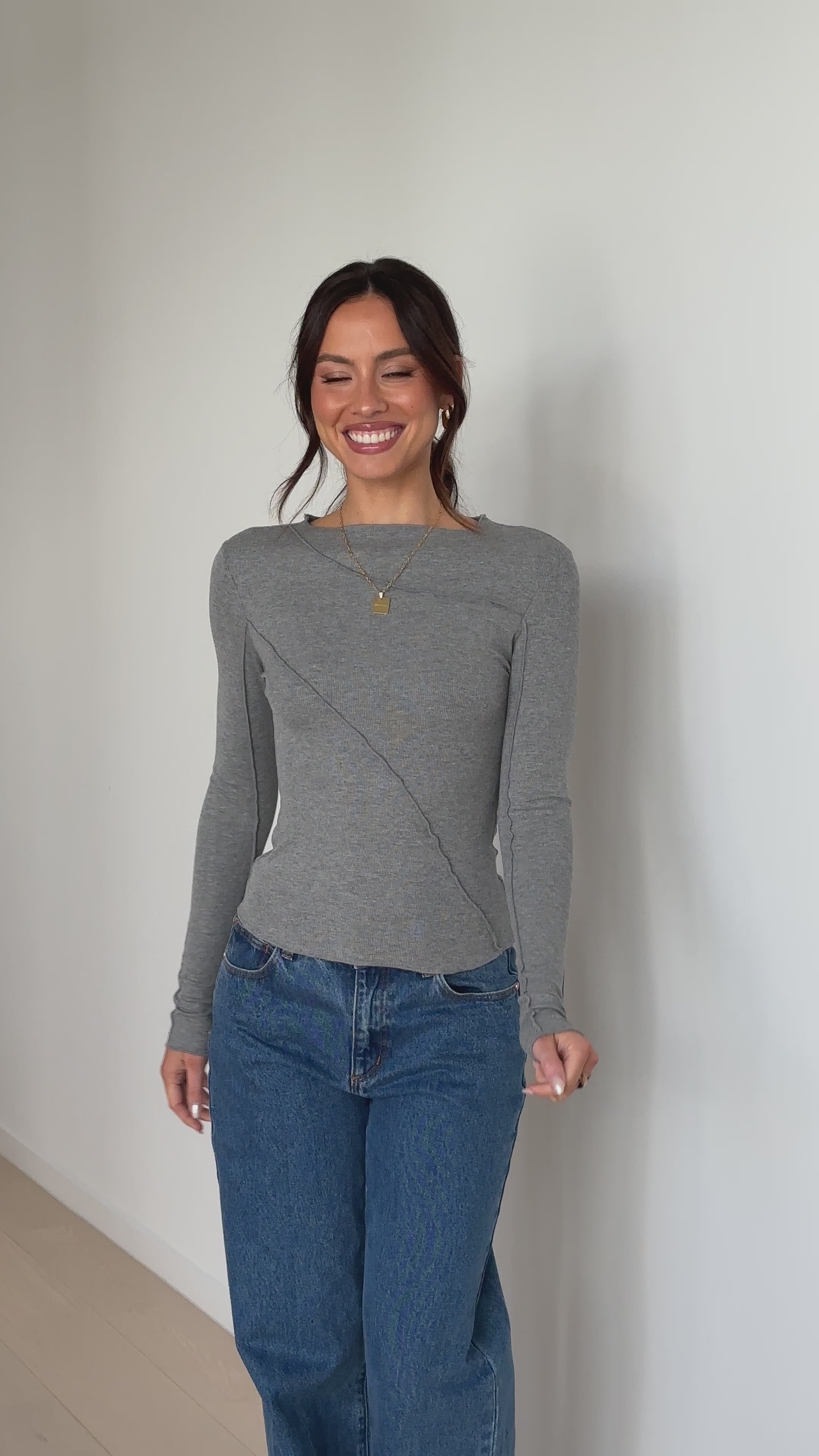 Leya Long Sleeve Top - Grey