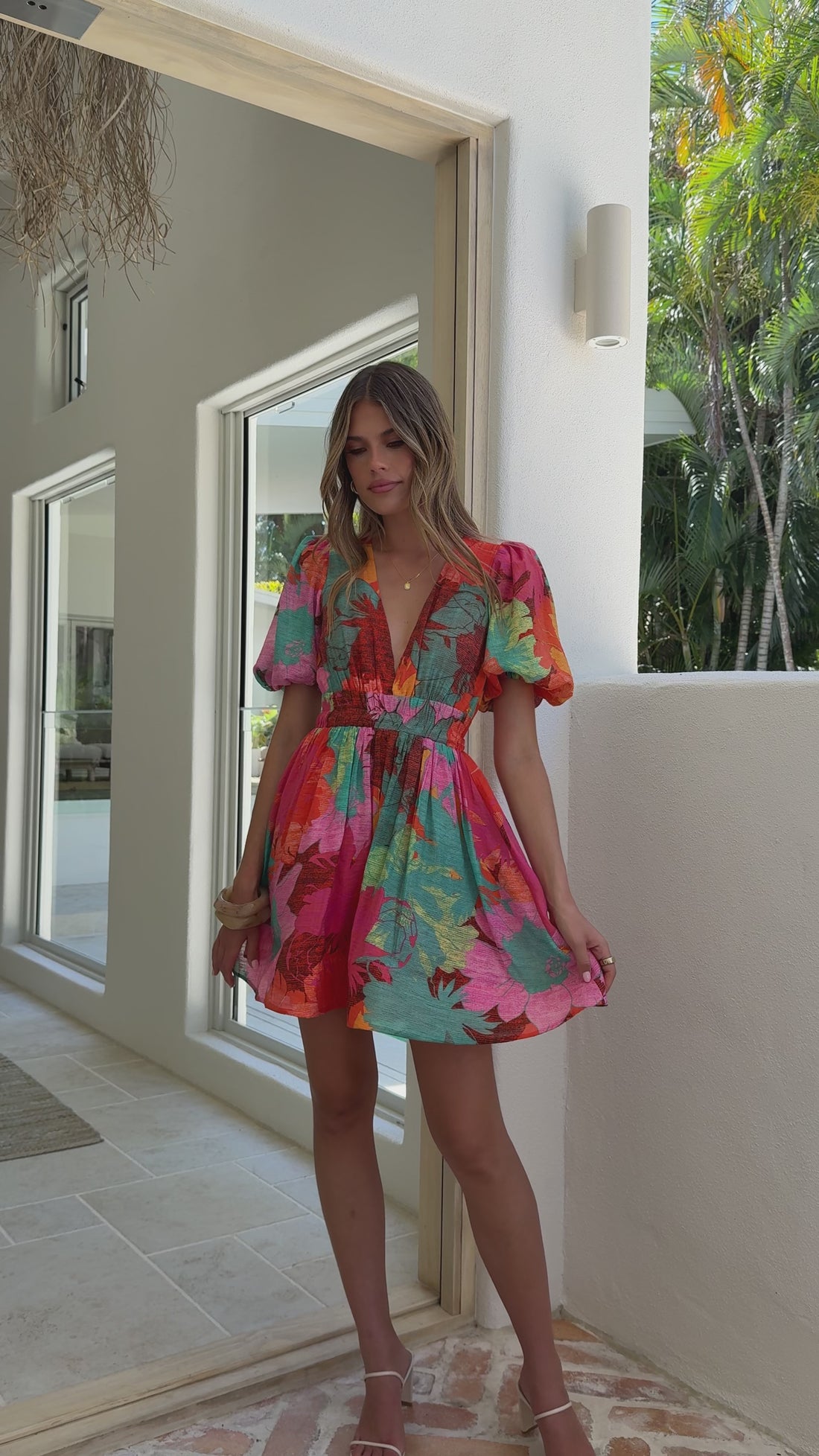 Abel Mini Dress - Orange Floral - Billy J