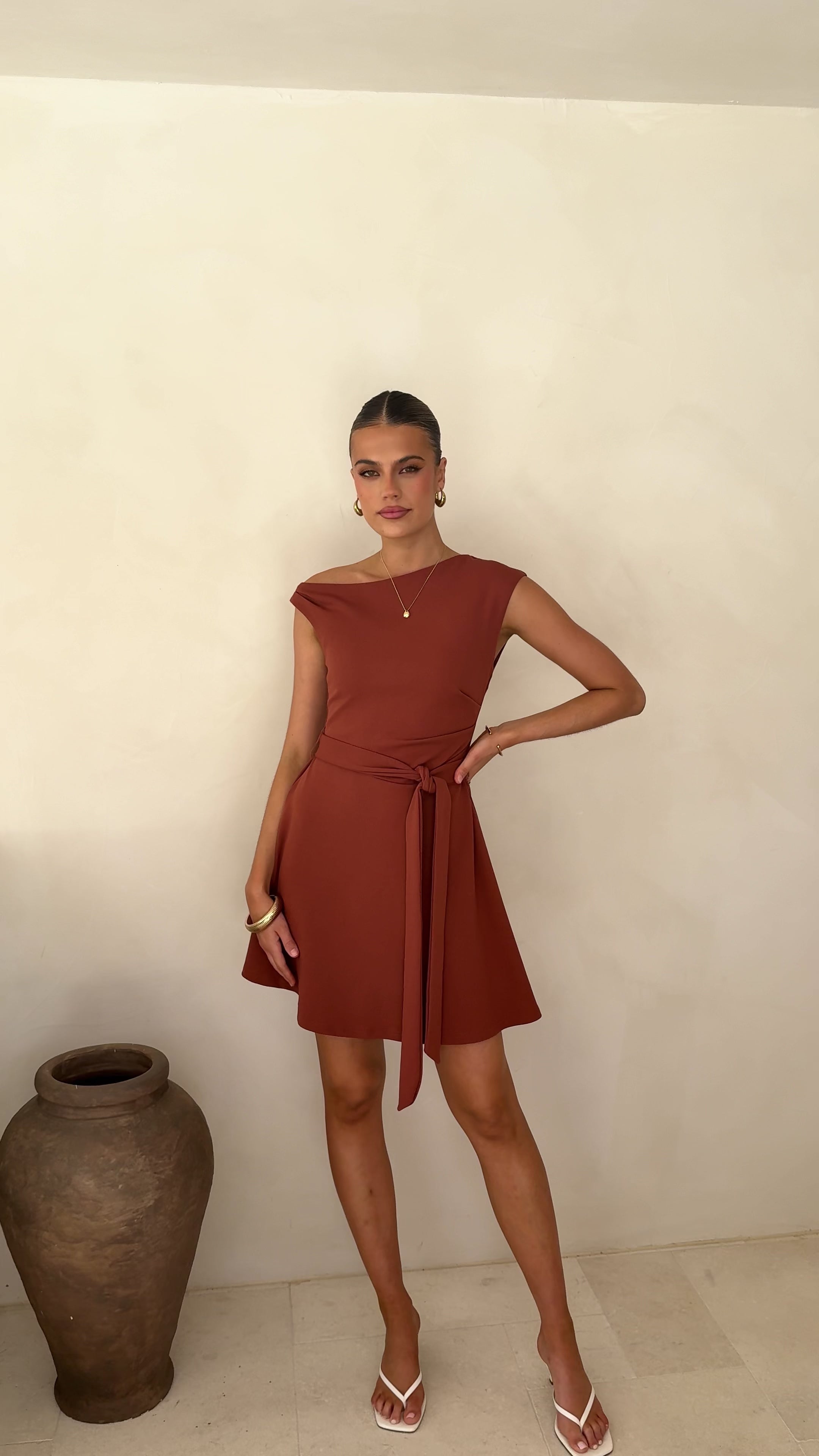 Load video: Gem Mini Dress - Brown - Billy J