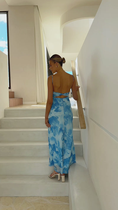 Load and play video in Gallery viewer, Sabian Maxi Dress - Blue Floral
