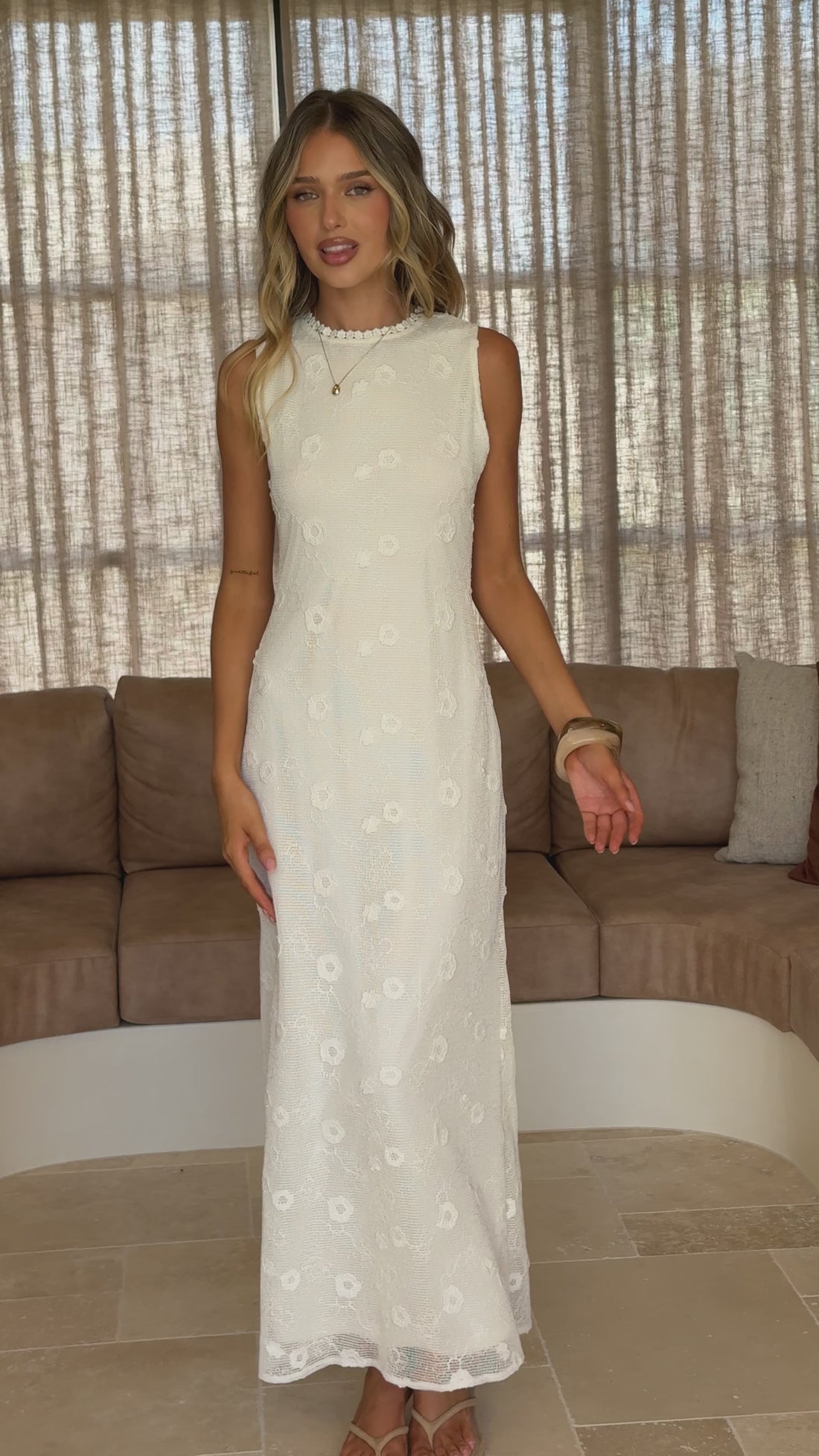 Macie Maxi Dress - Cream - Billy J