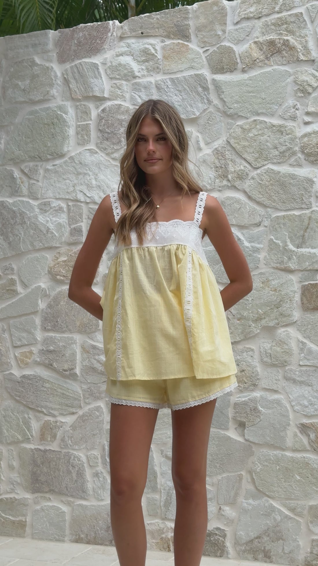 Leena Top and Shorts Set - Lemon - Billy J