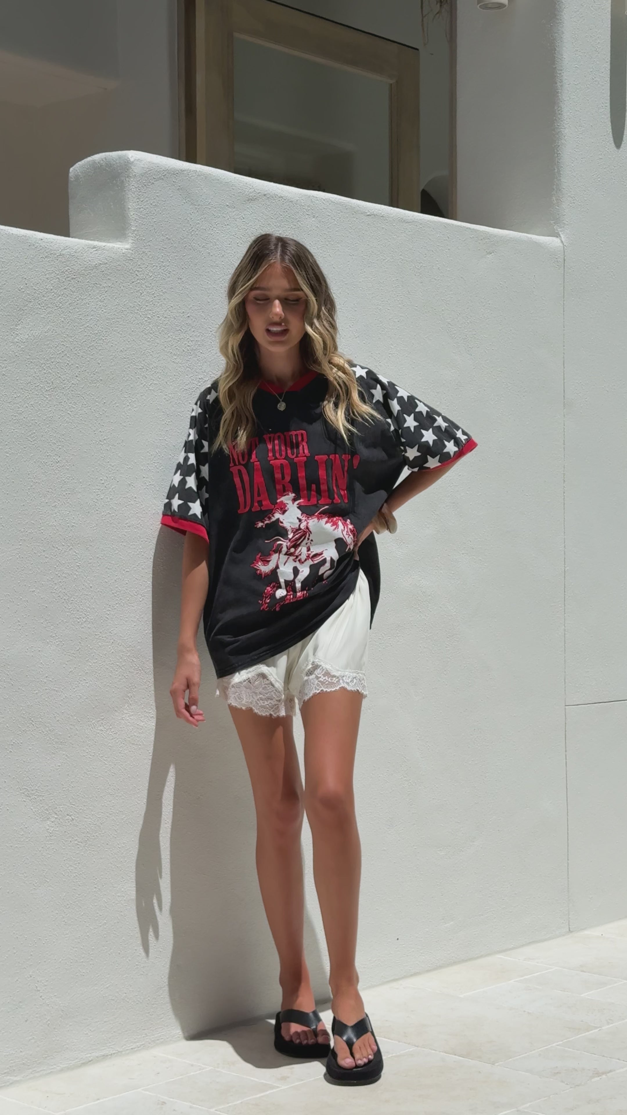 Load video: Not Your Darlin Tee - Black/Red - Billy J