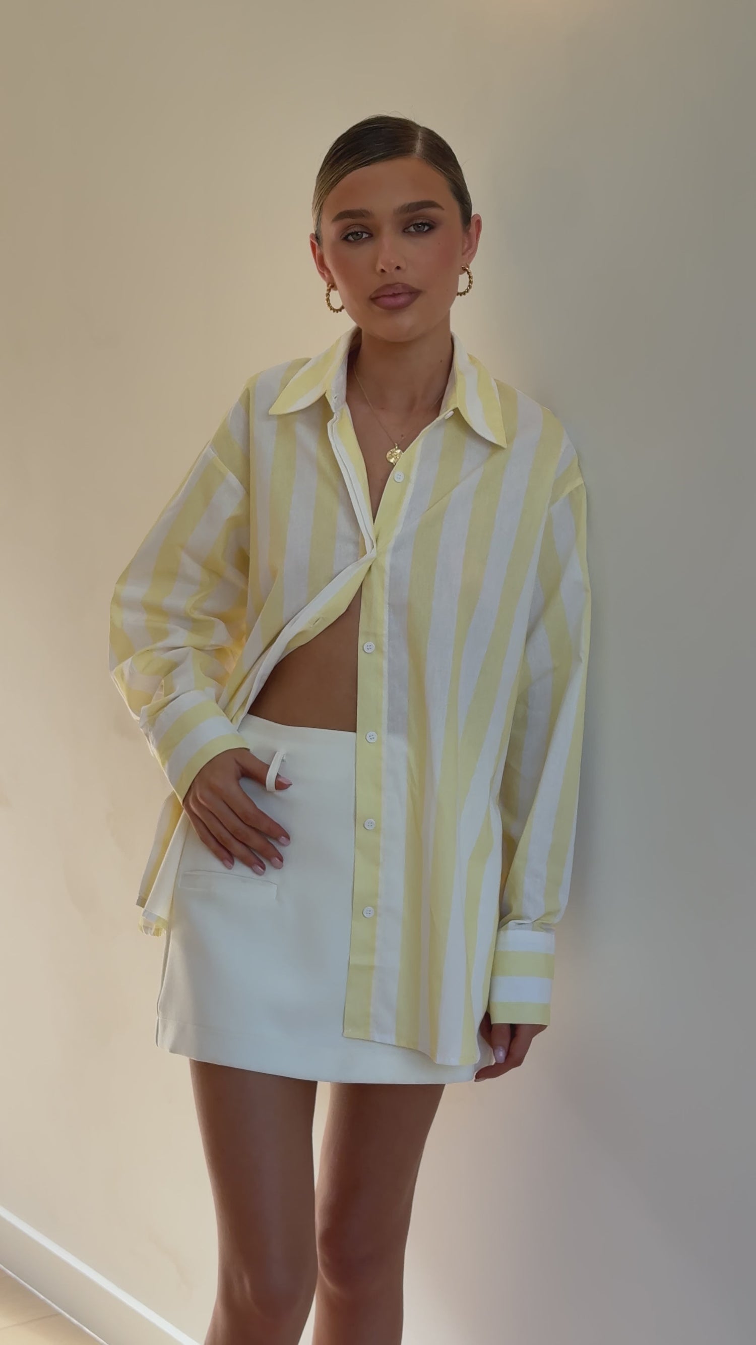 Florabel Button Up Shirt - Yellow/White Stripe - Billy J