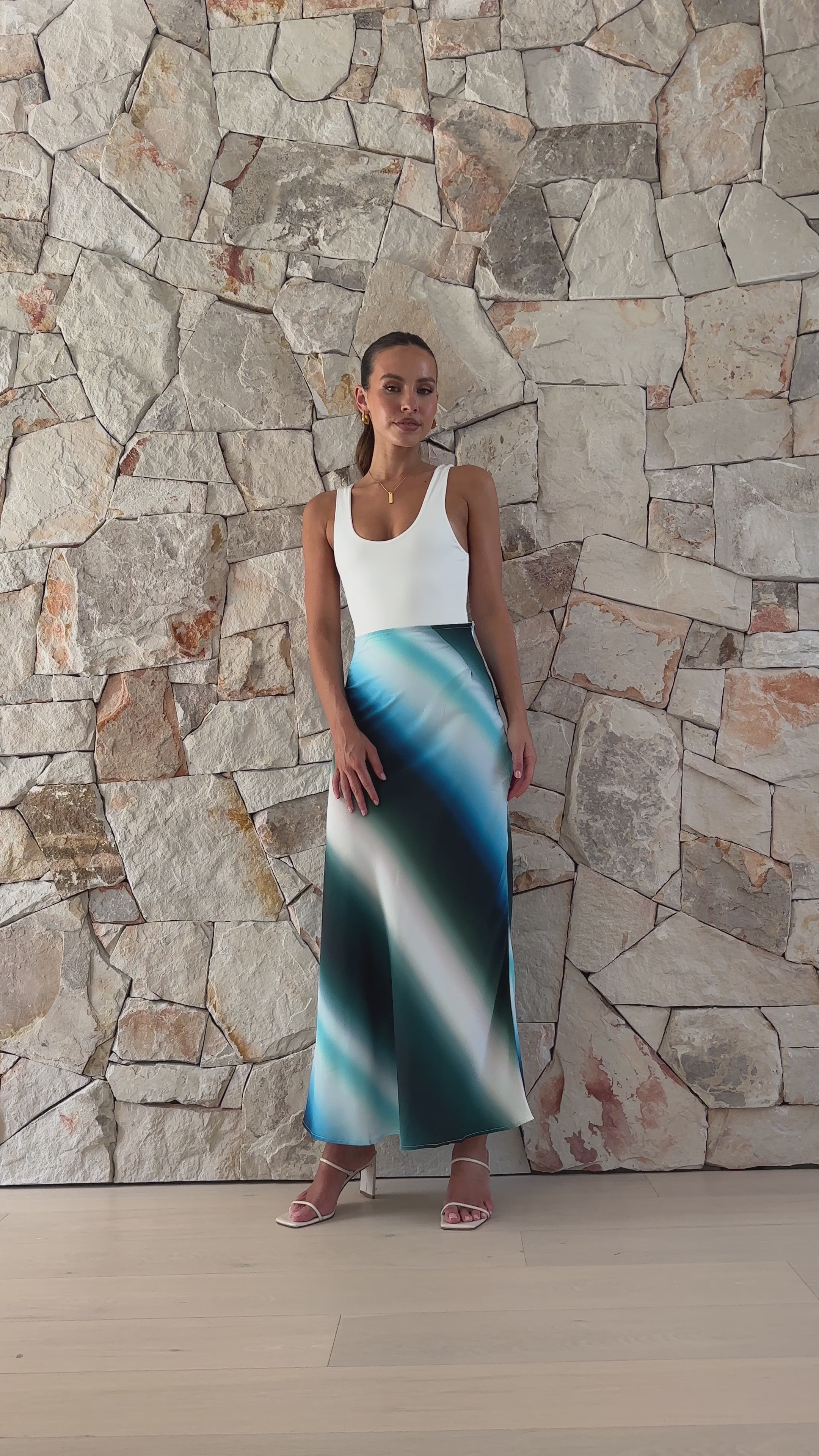 Daeira Maxi Skirt - Blue / Green Print