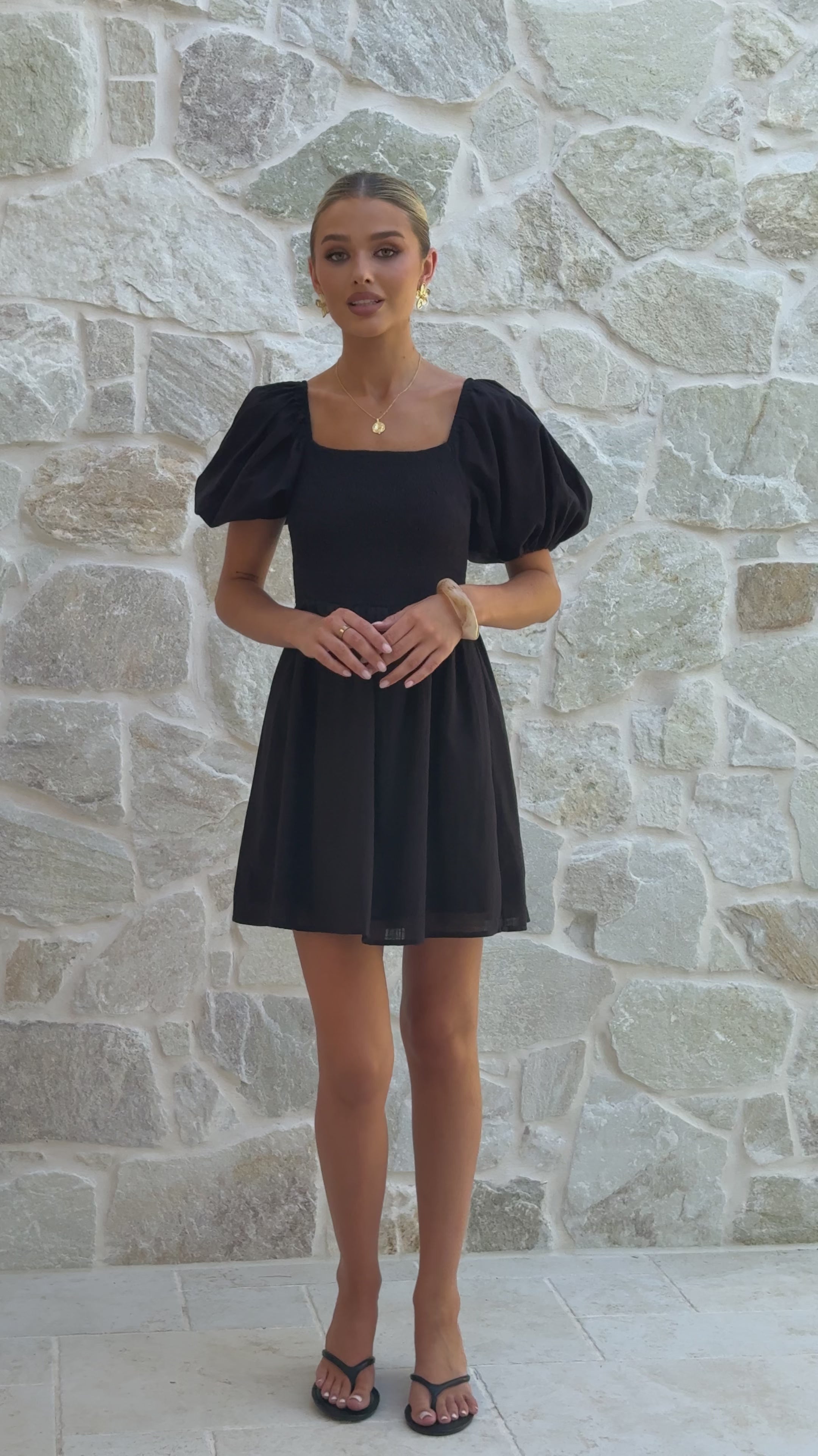 Load video: Marissa Mini Dress - Black - Billy J