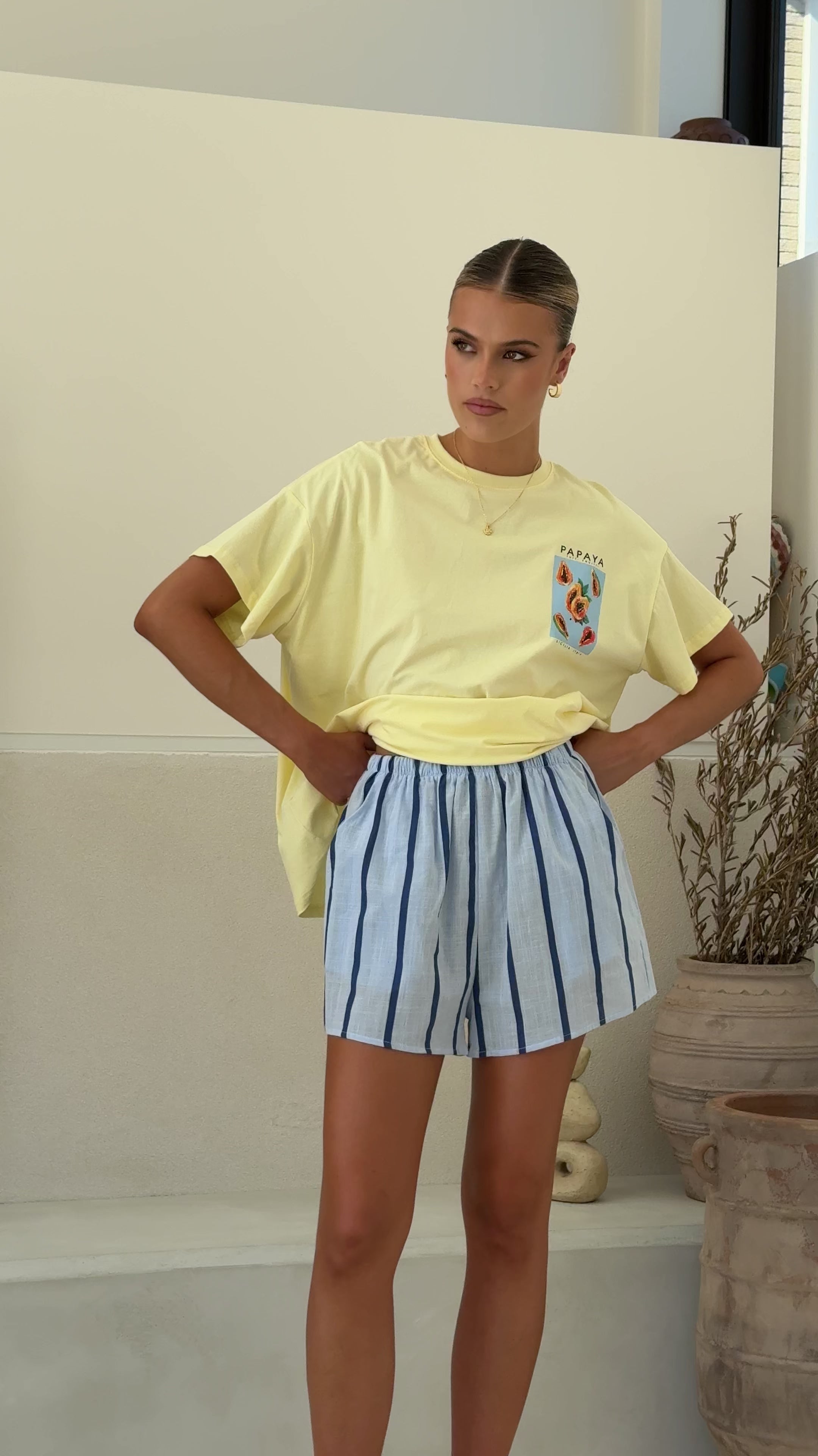 Papaya Top and Shorts Set - Yellow/Blue