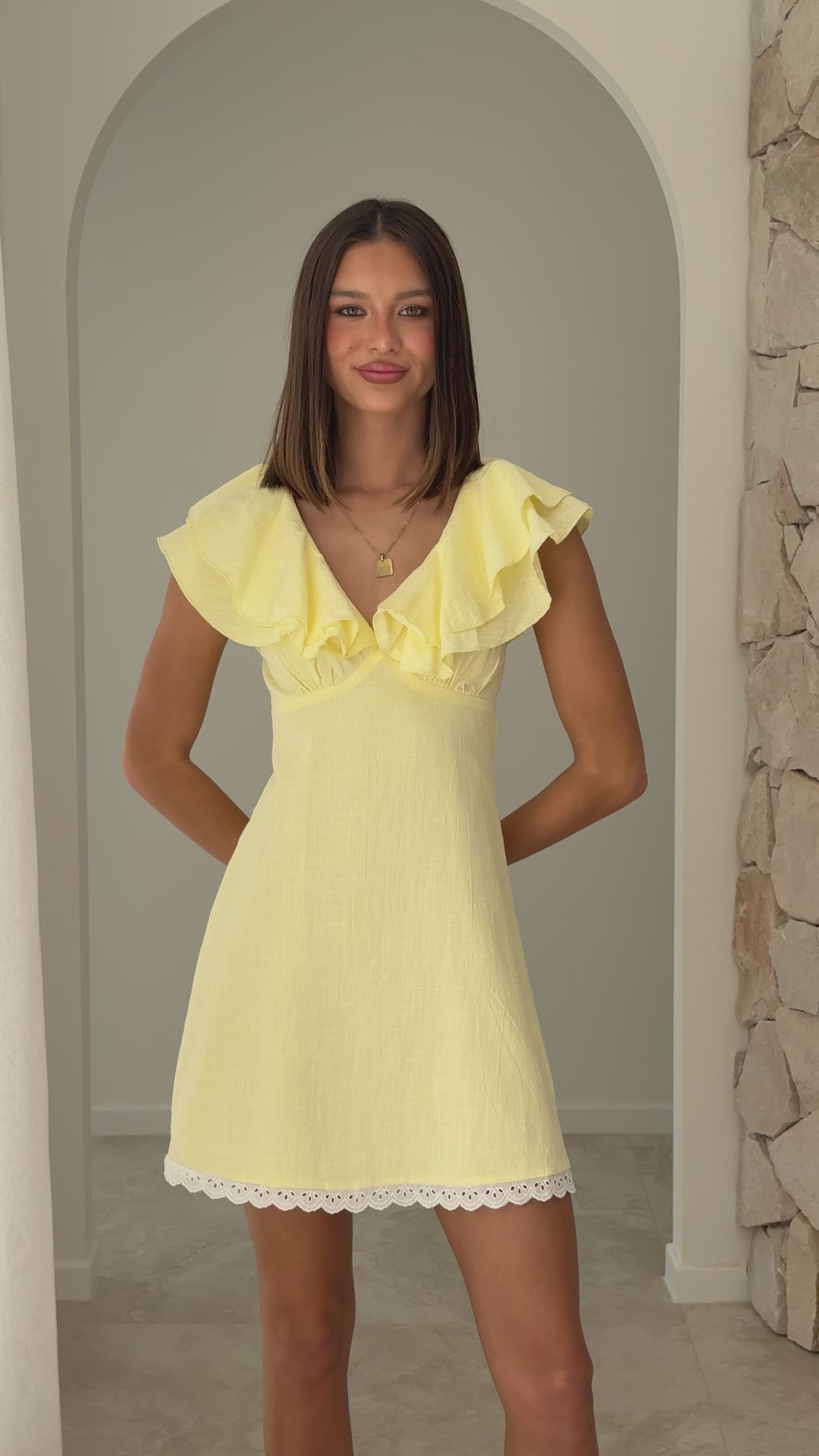 Hattie Mini Dress - Yellow - Billy J