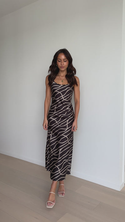 Load and play video in Gallery viewer, Macarius Maxi Dress - Black Rope Print
