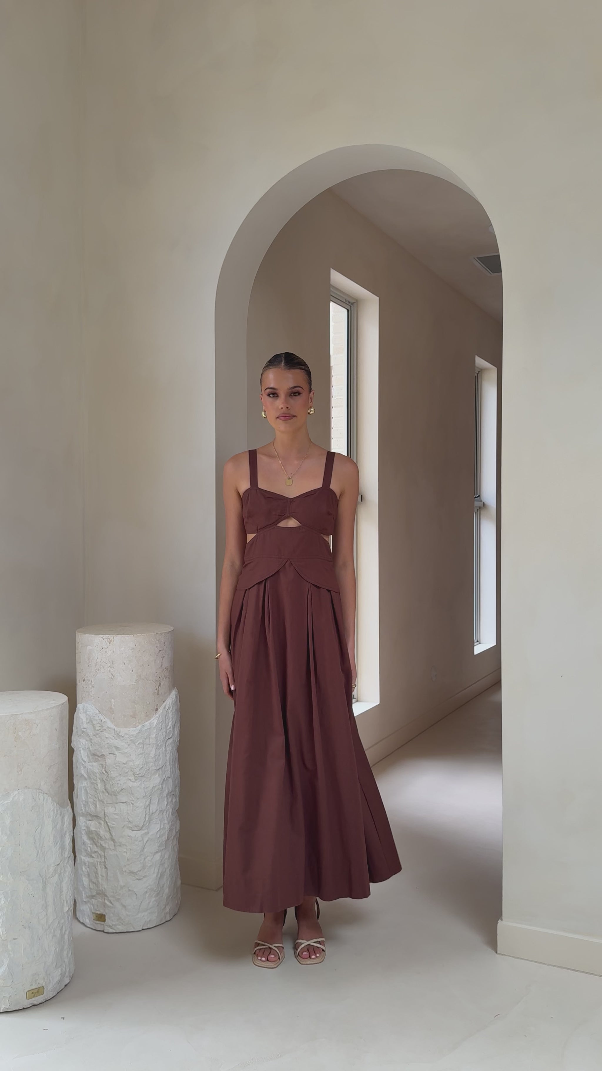 Harleigh Midi Dress - Brown - Billy J