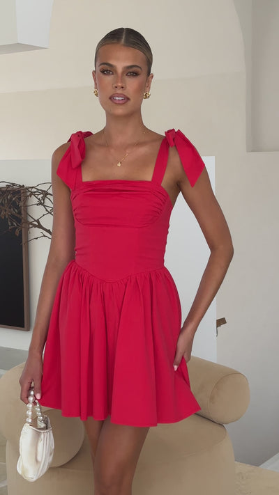 Load and play video in Gallery viewer, Haisley Mini Dress - Red
