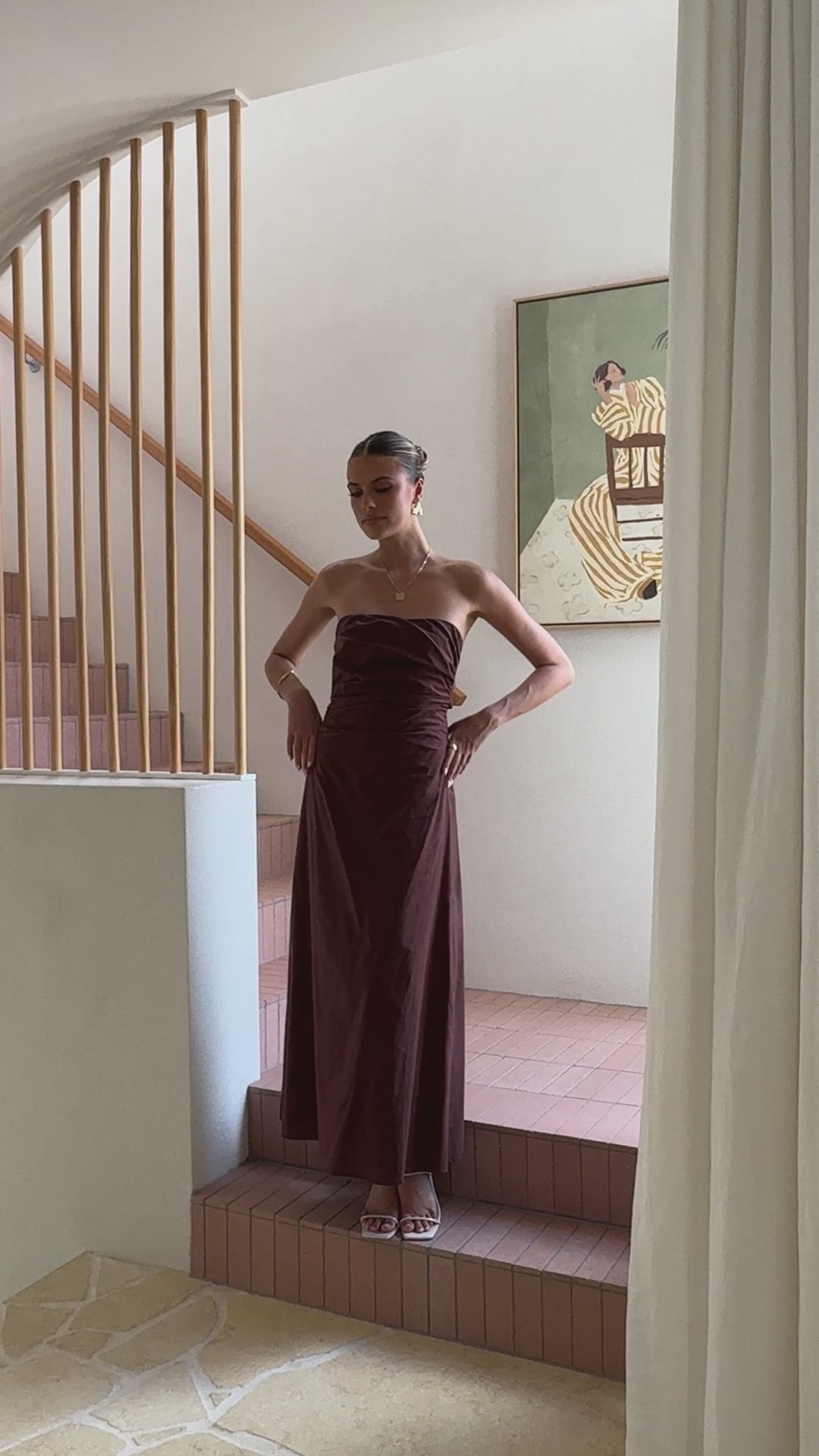Bolivia Strapless Maxi Dress - Chocolate - Billy J