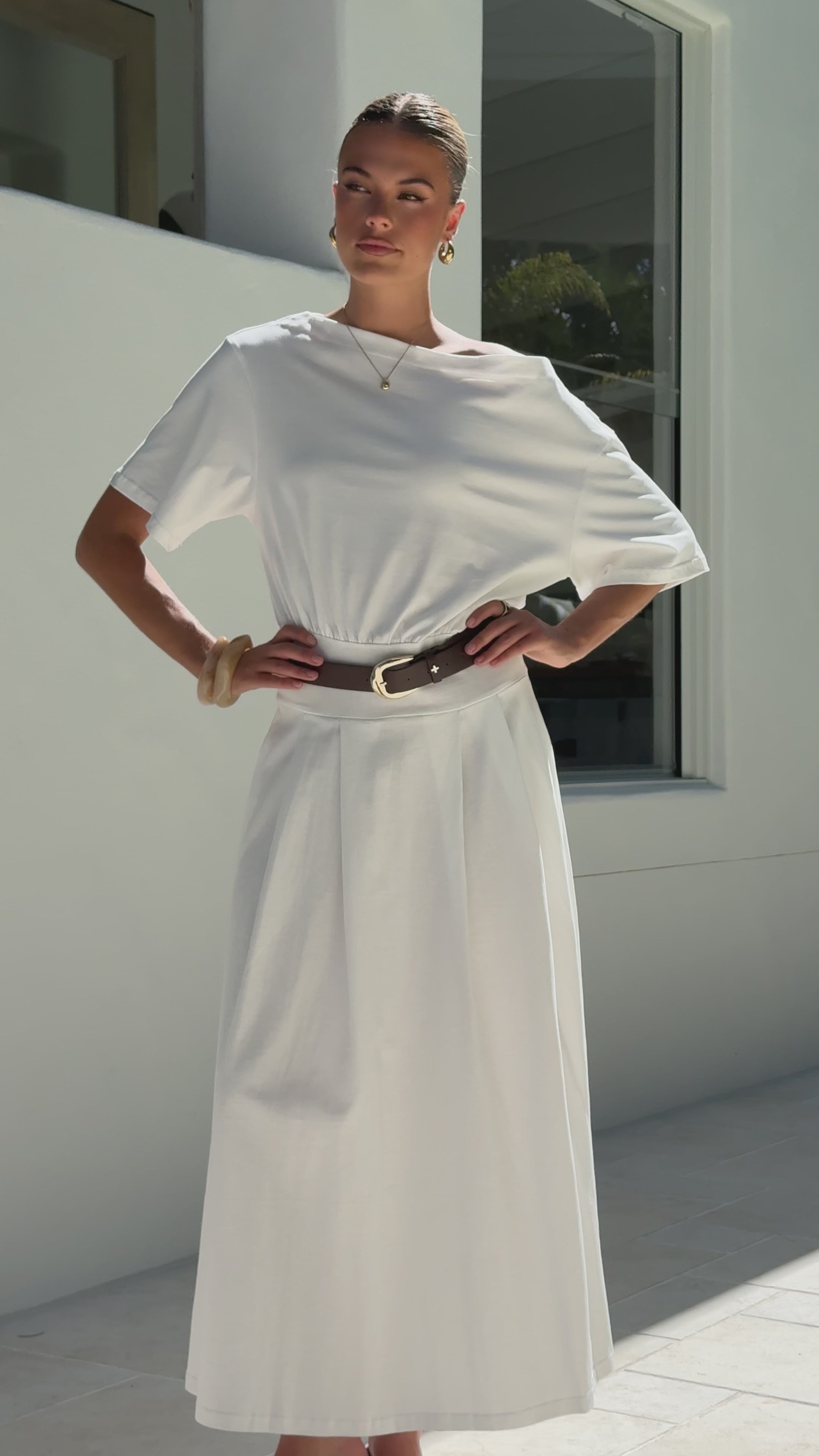 Load video: Aleski Maxi Dress - White - Billy J