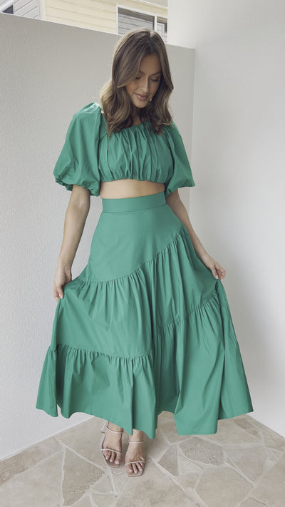 Load and play video in Gallery viewer, Jenni Maxi Skirt - Green

