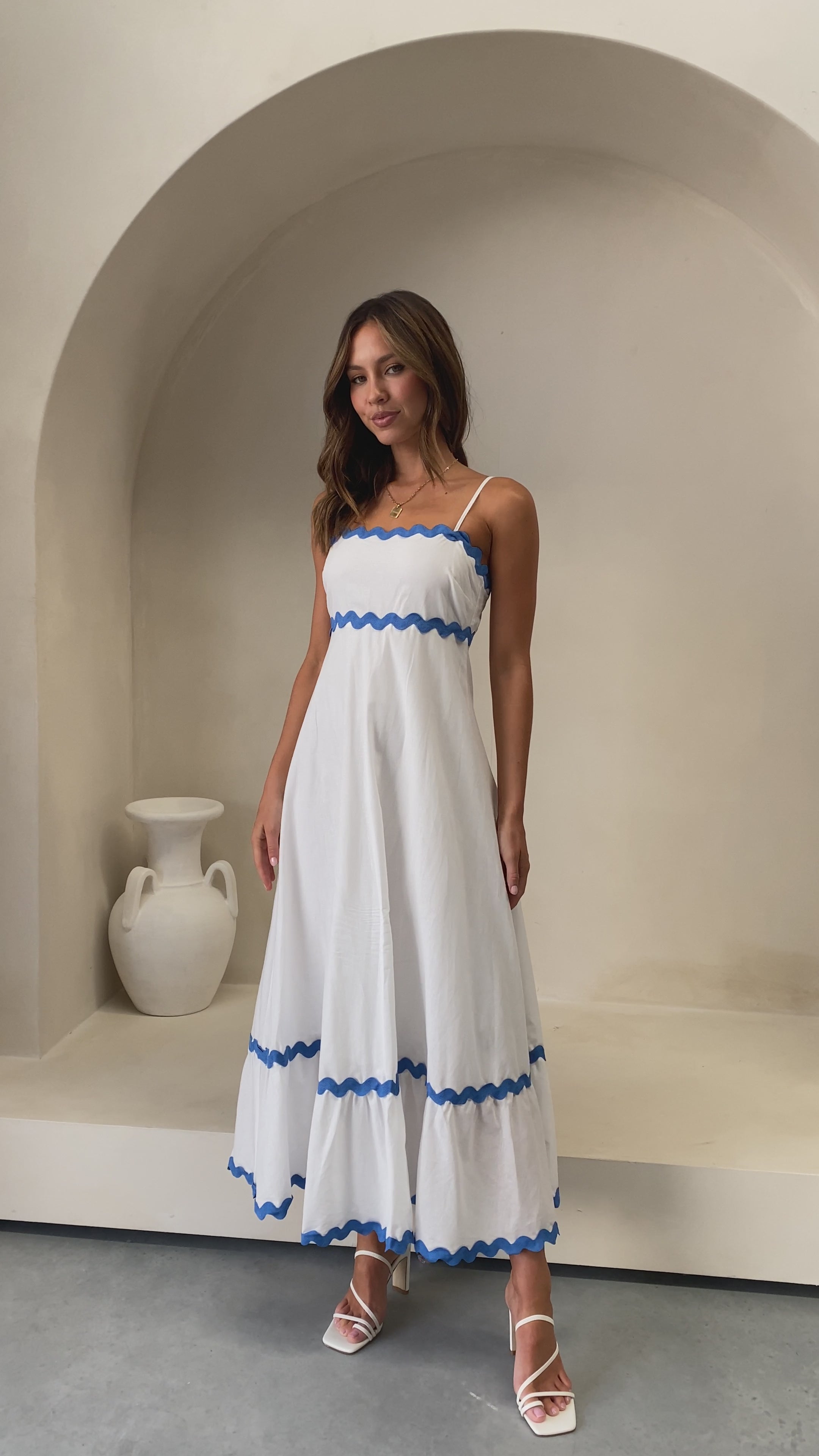 Brodey Midi Dress - White / Blue