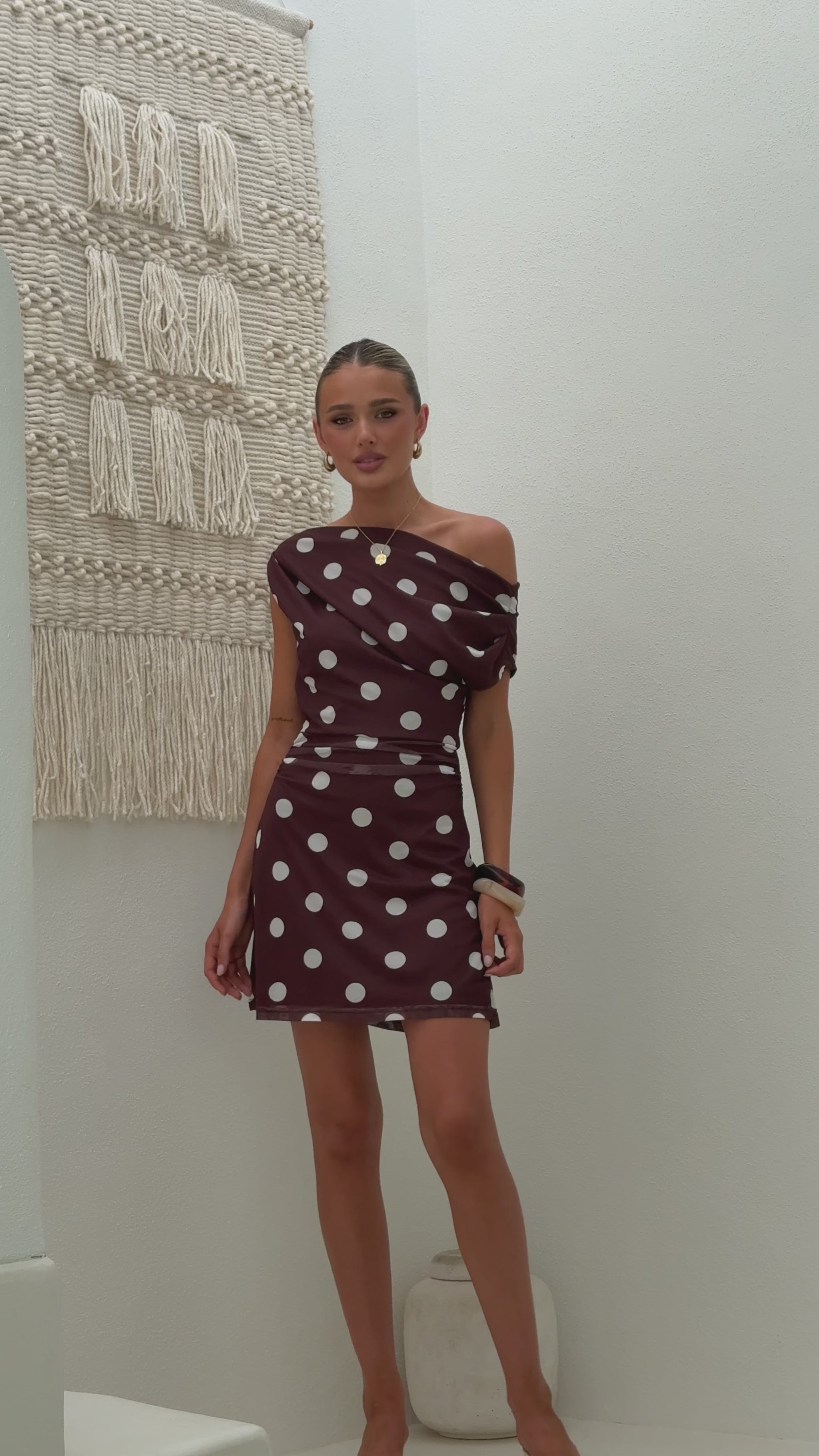 Sammie Mini Dress - Brown/Cream Polka - Billy J