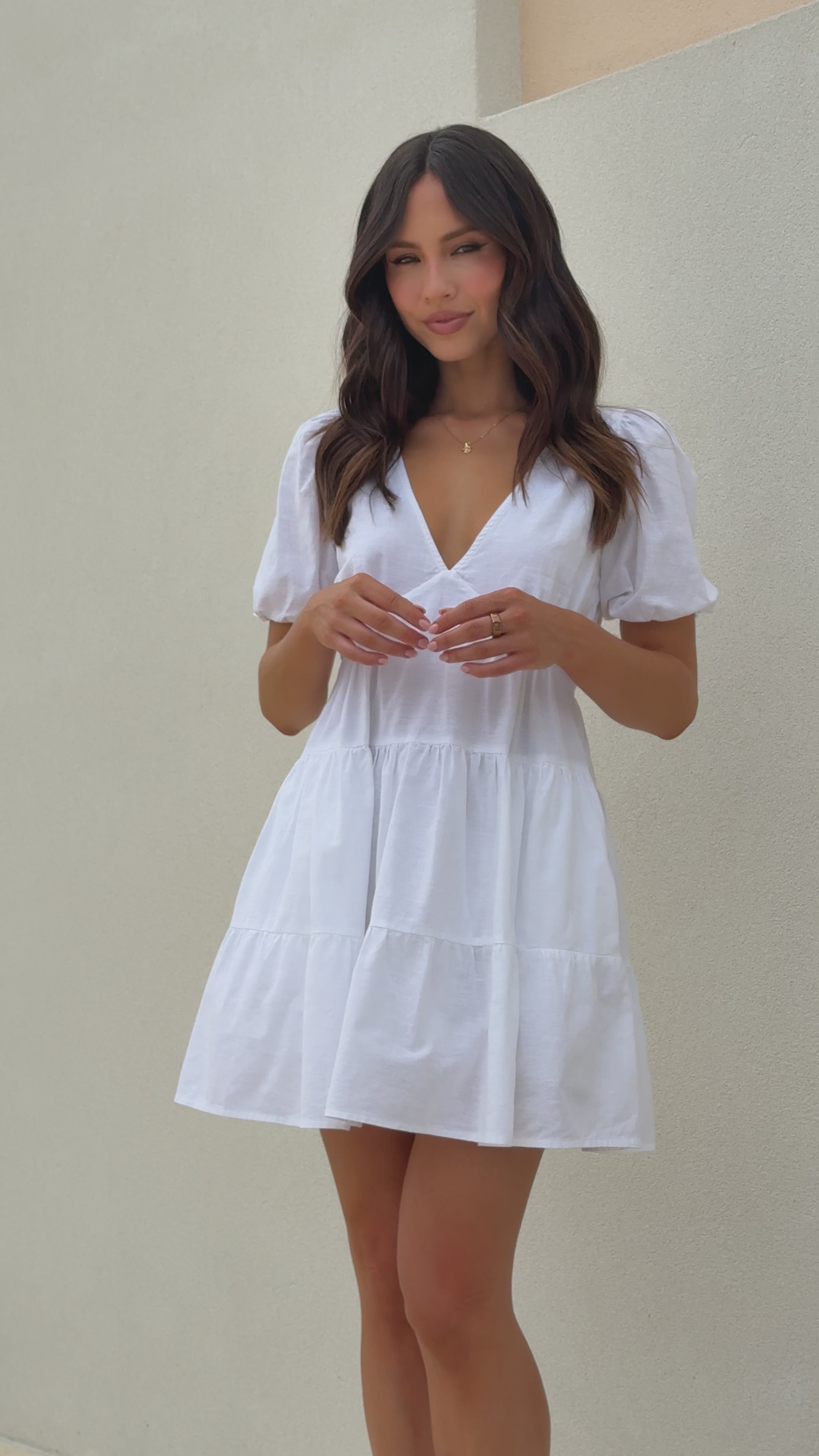 Billie Mini Dress - White - Billy J